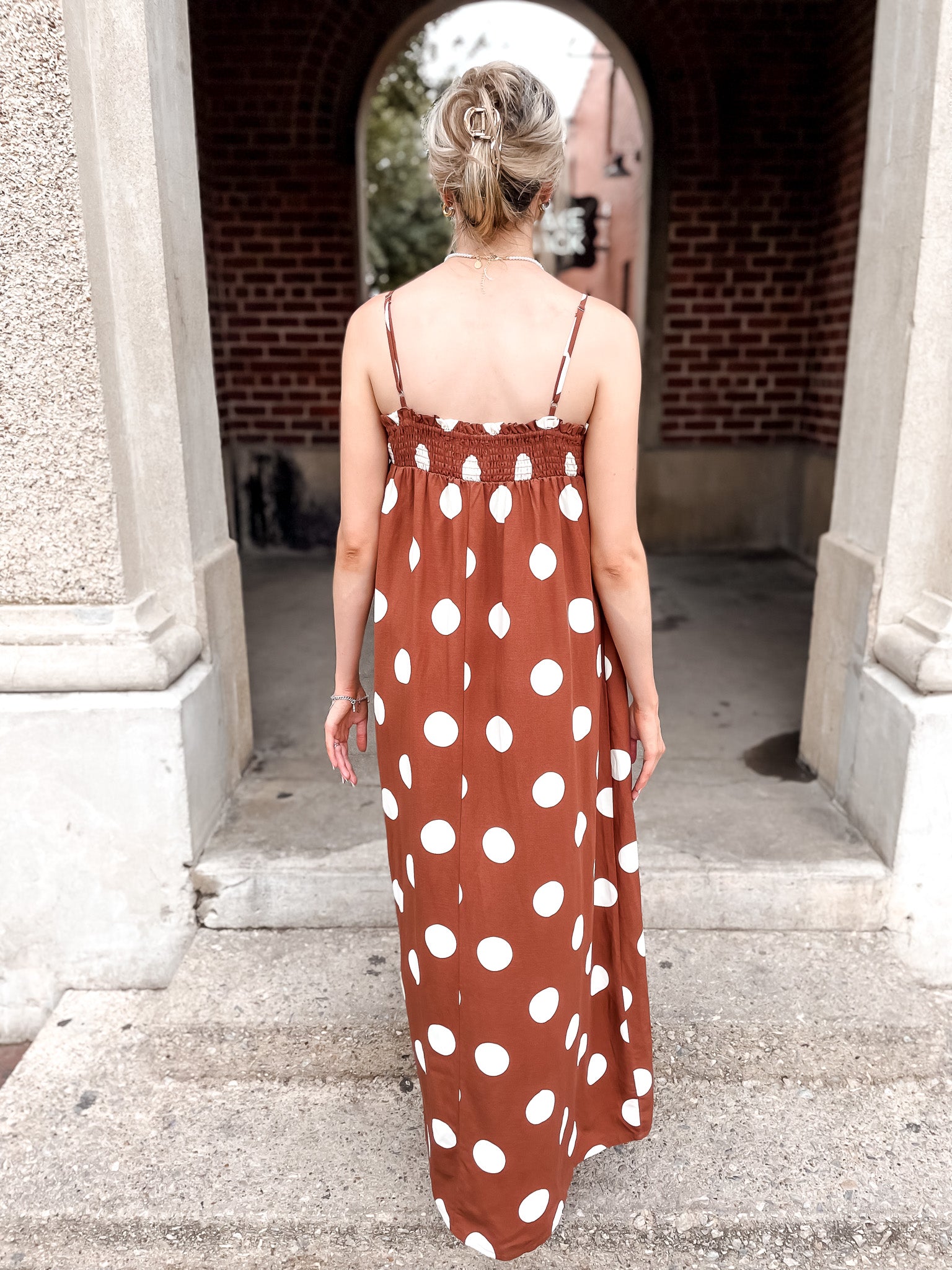 Pretty Woman Polka Dot Dress - Brown