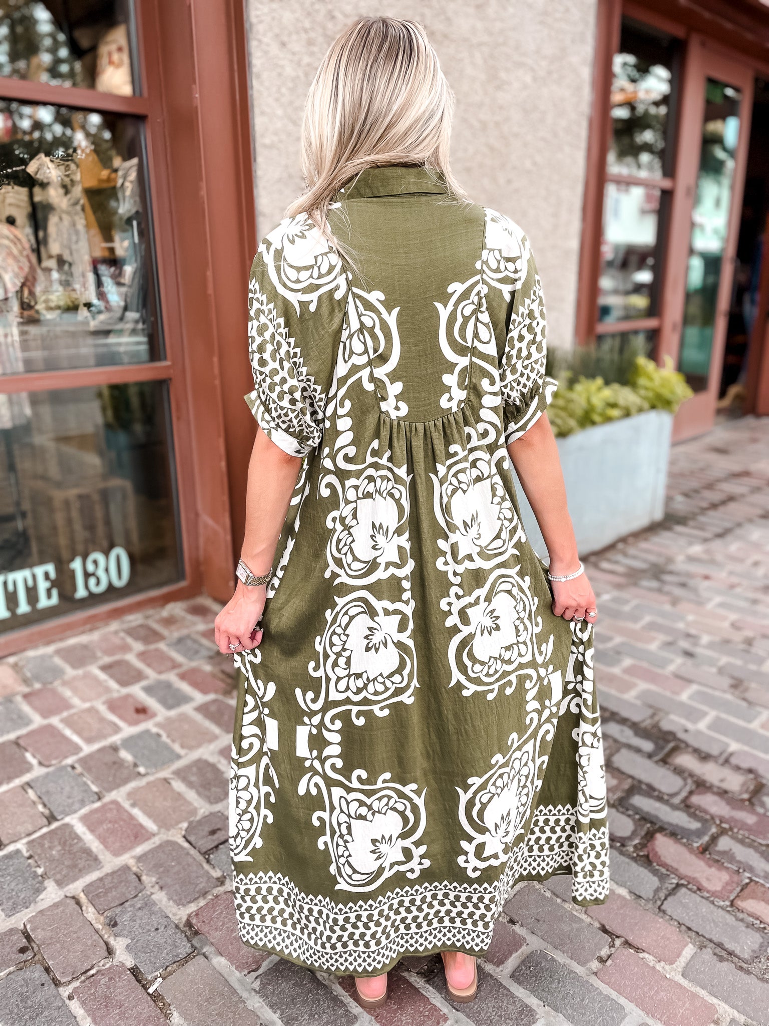 Filigree Fun Dress - Olive