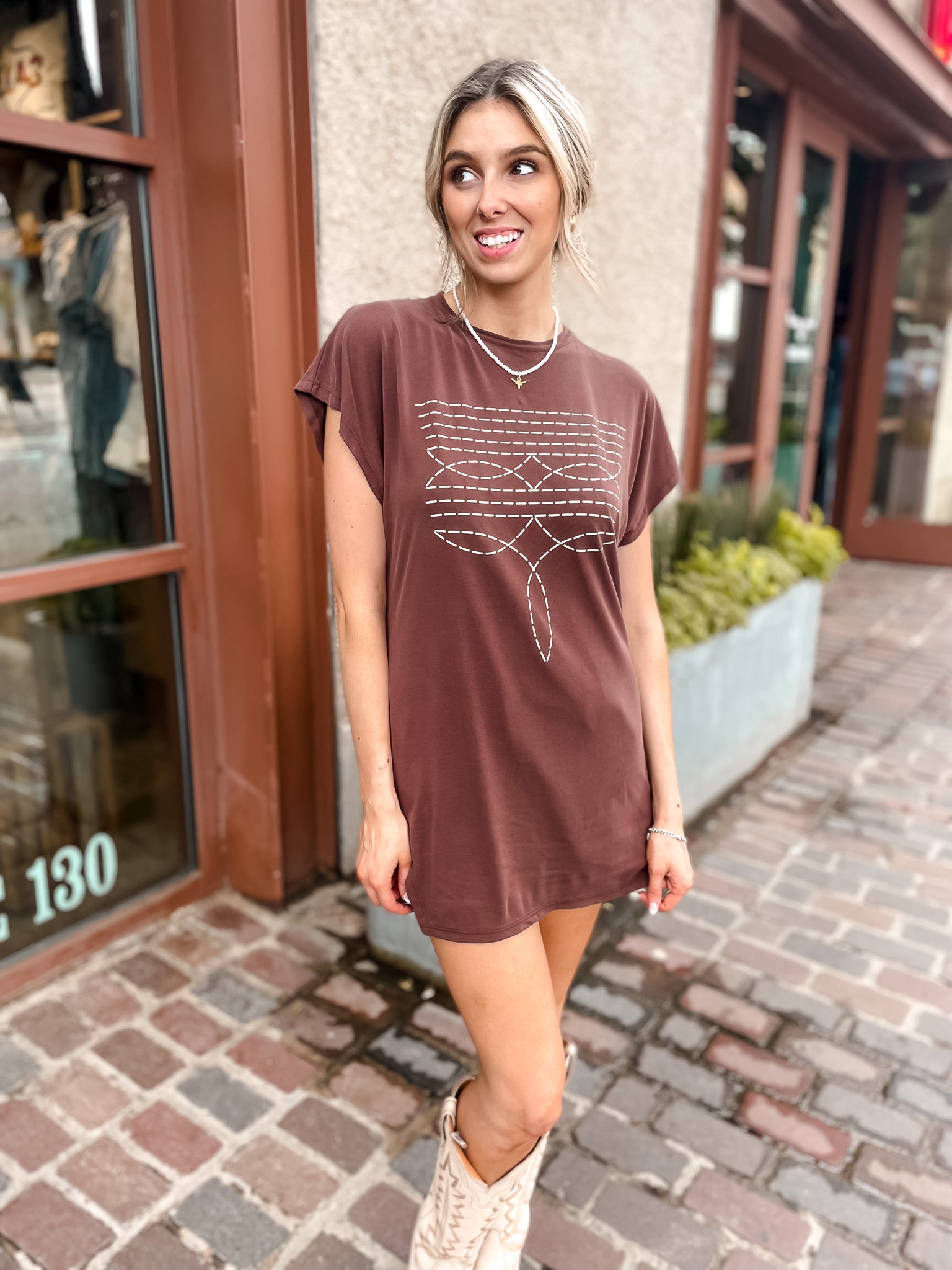 8912 Boot Stitch Tunic - Brown