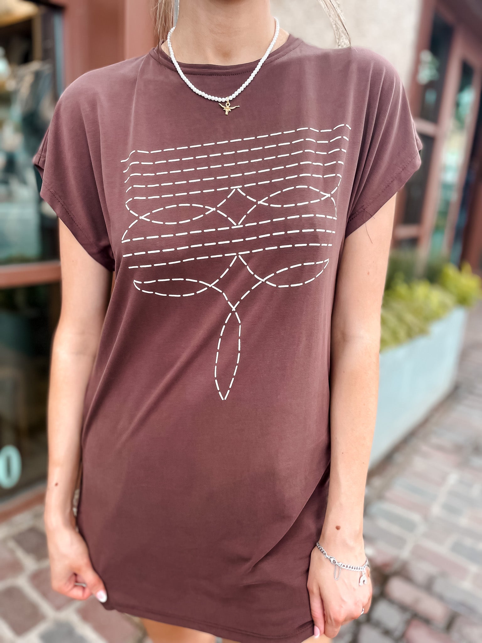 8912 Boot Stitch Tunic - Brown