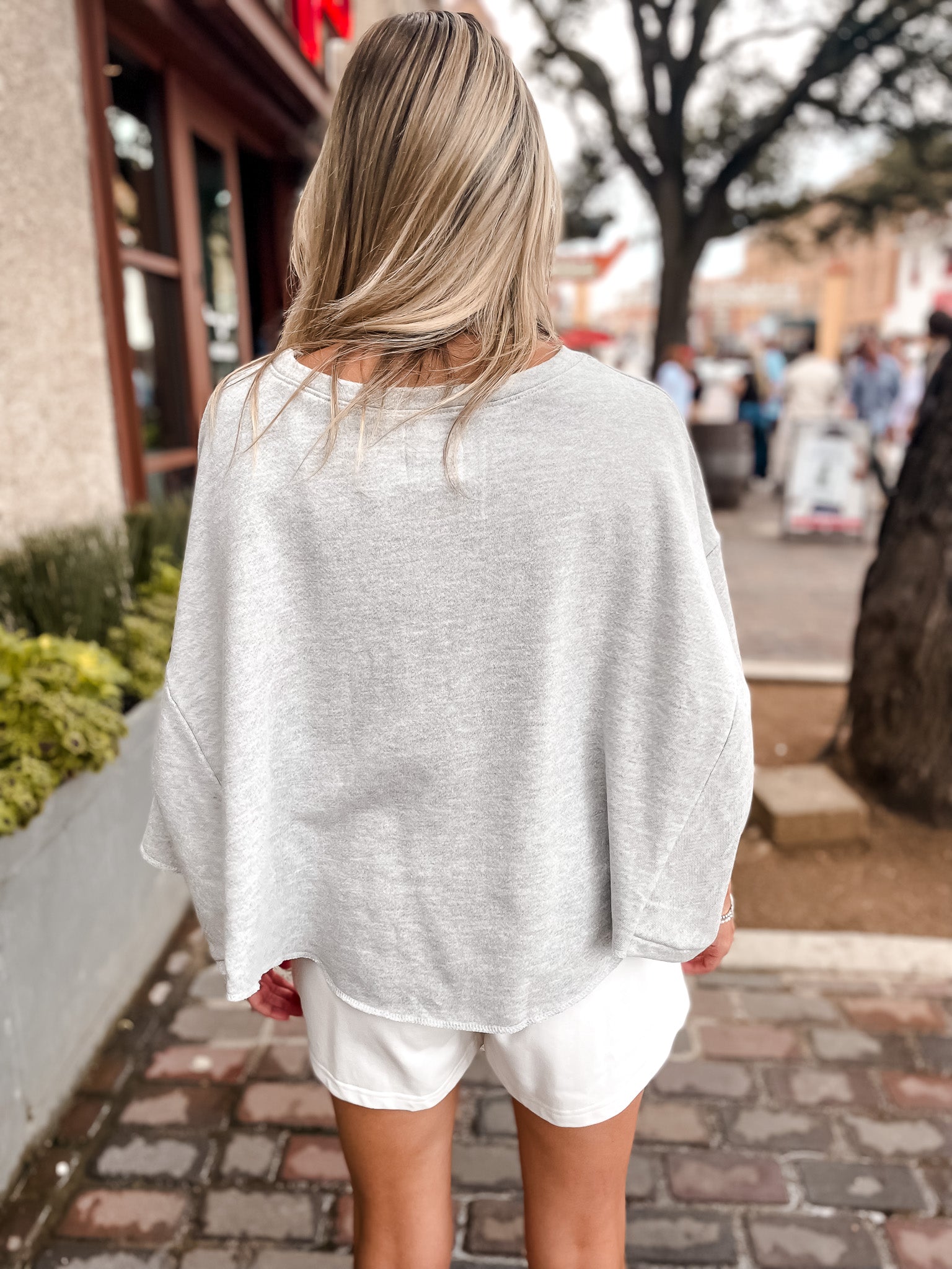 Texas Oversized Cropped Sweatshirt - Navy