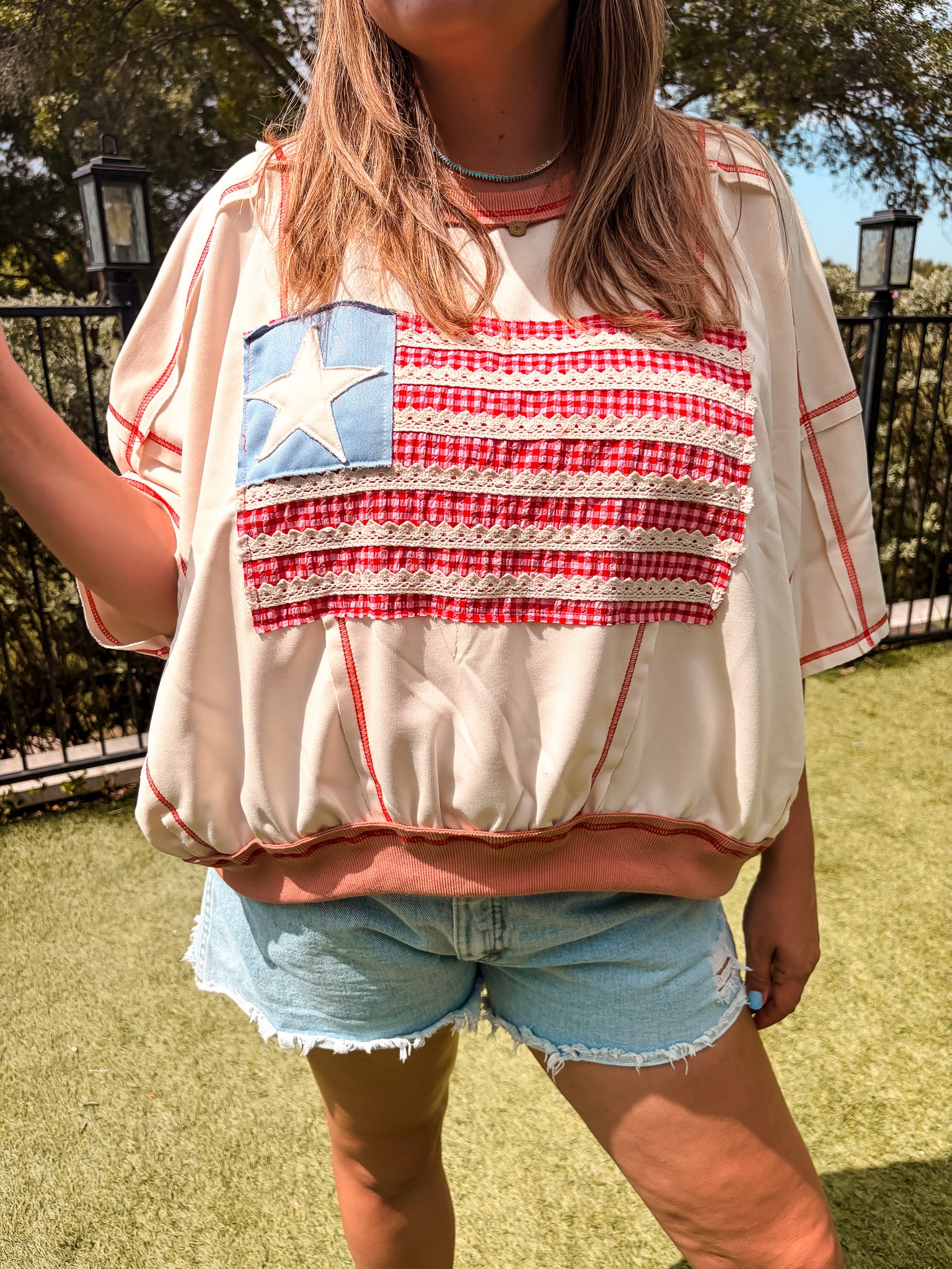 Flag Patchwork Oversized Top
