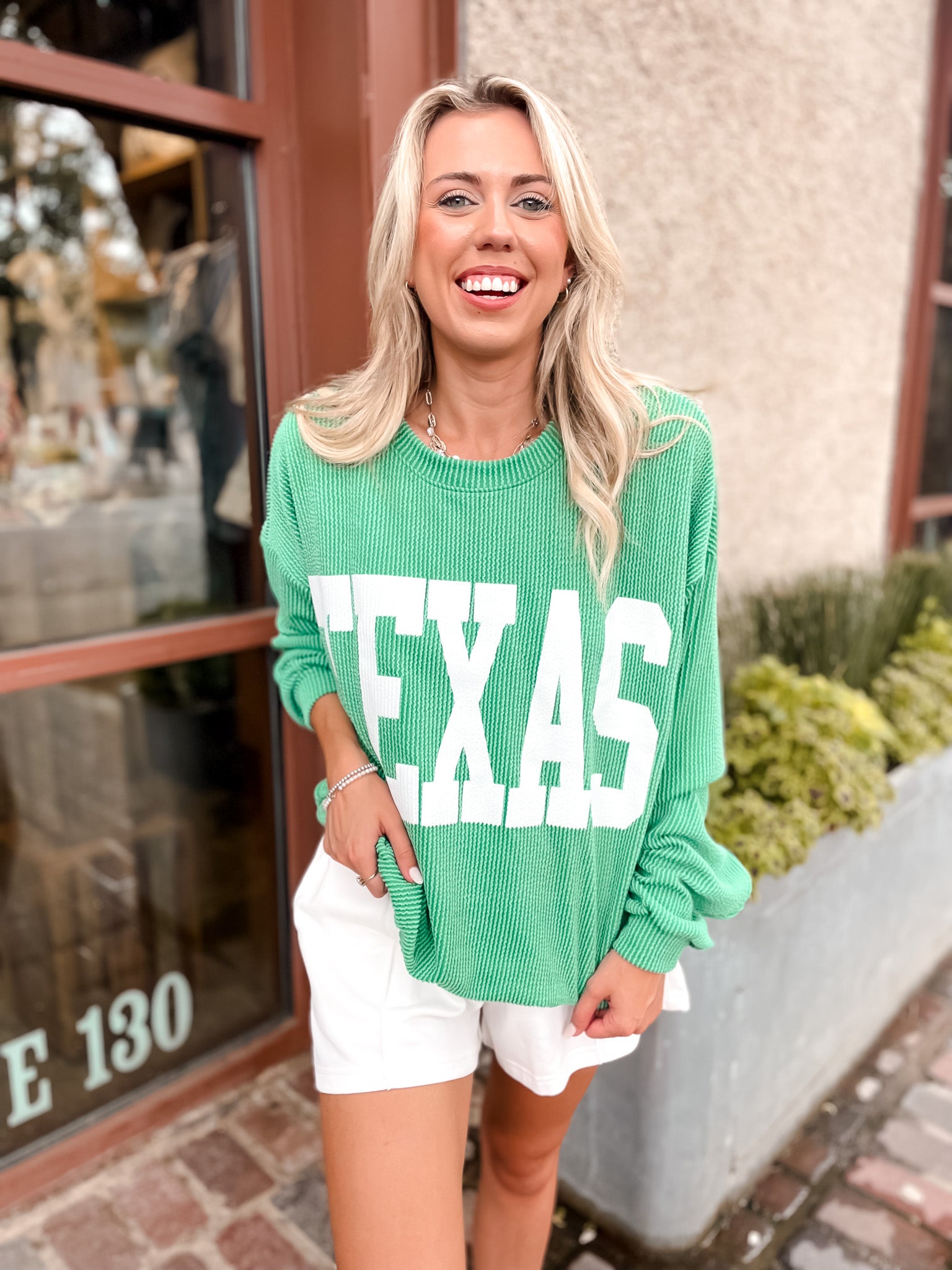 Texas Ribbed Oversized Top - Green