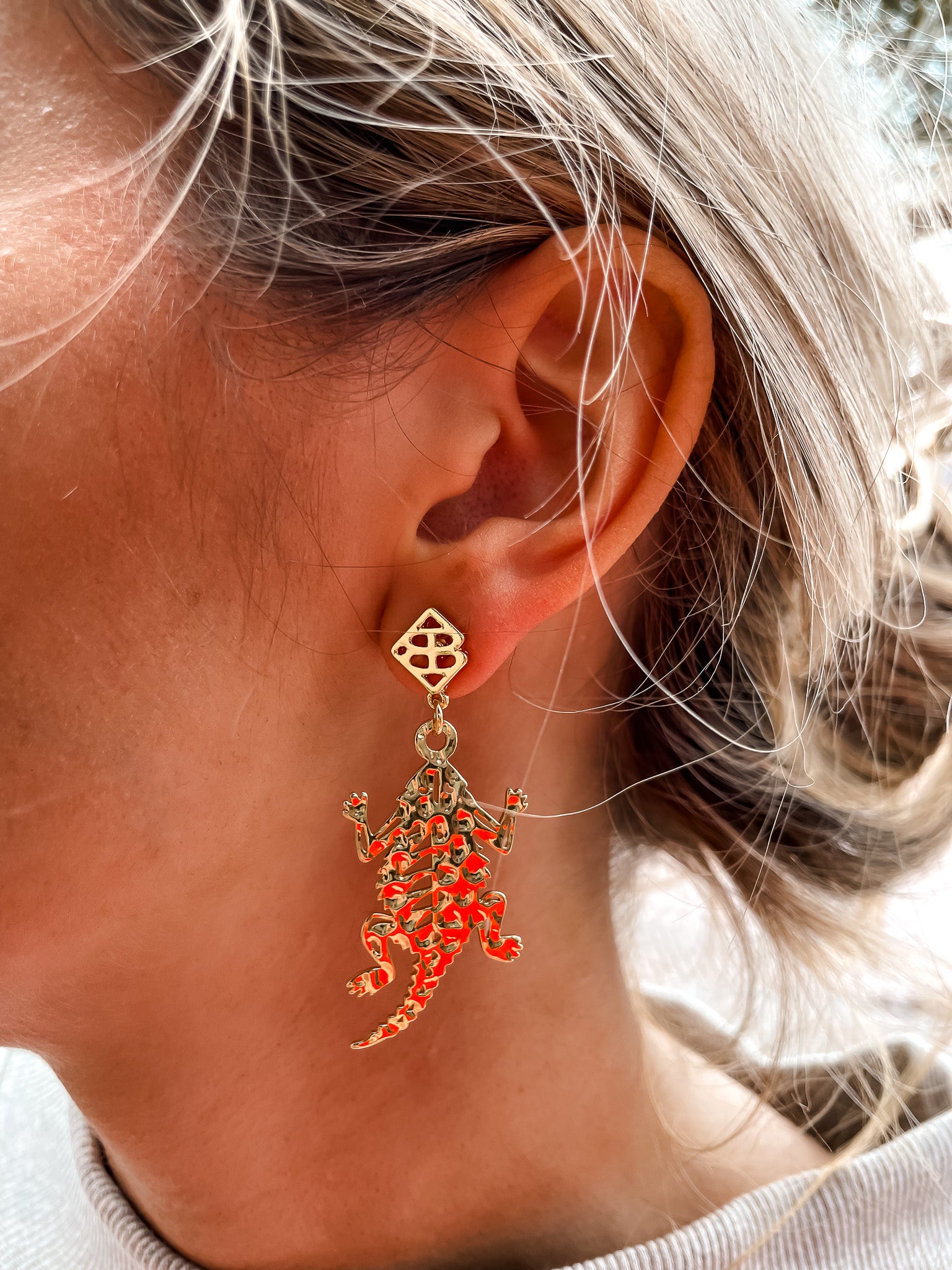 TCU Horned Frog Ear Ring - Gold