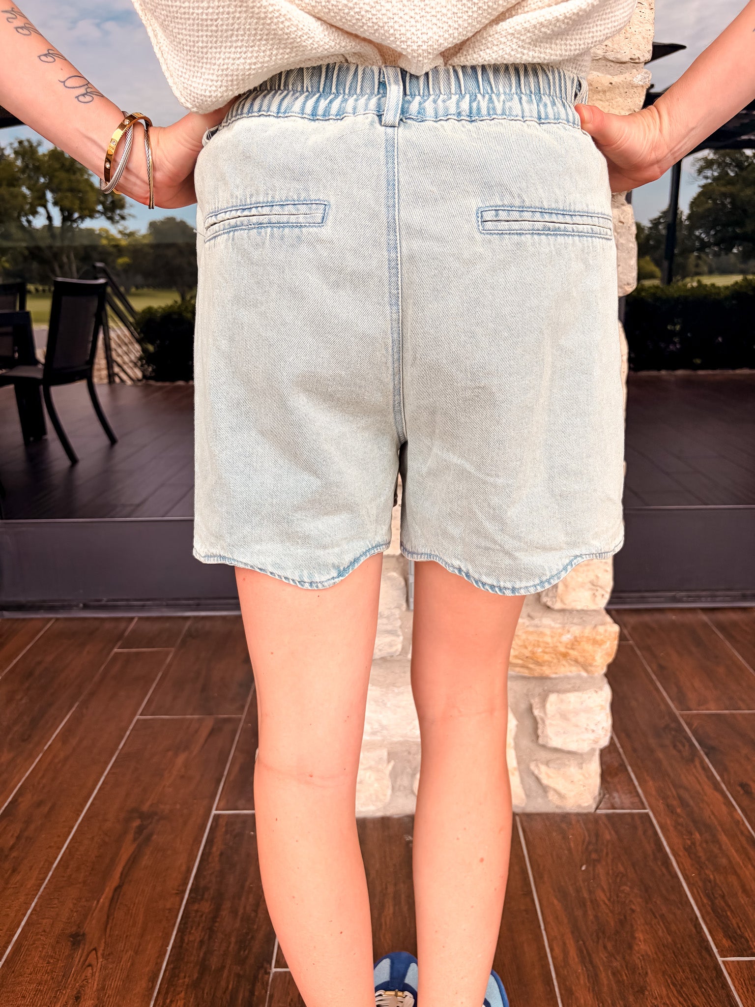 Scalloped Denim Shorts