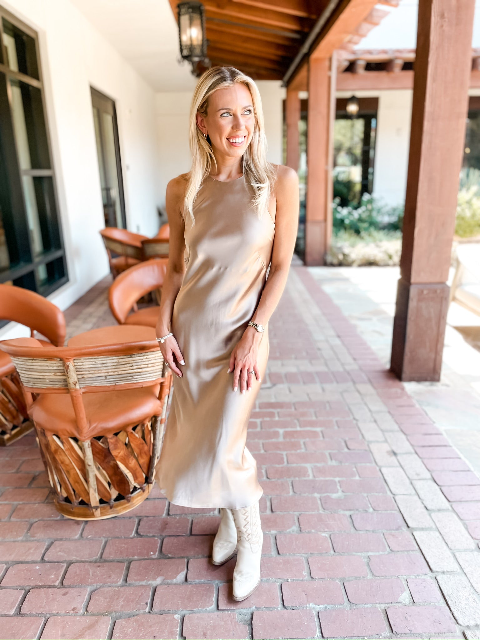 DZ Satin Dress - Taupe