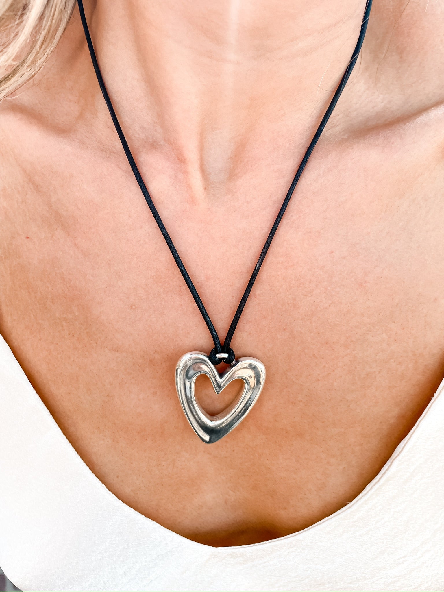 Cascade Open Heart Cord Necklace