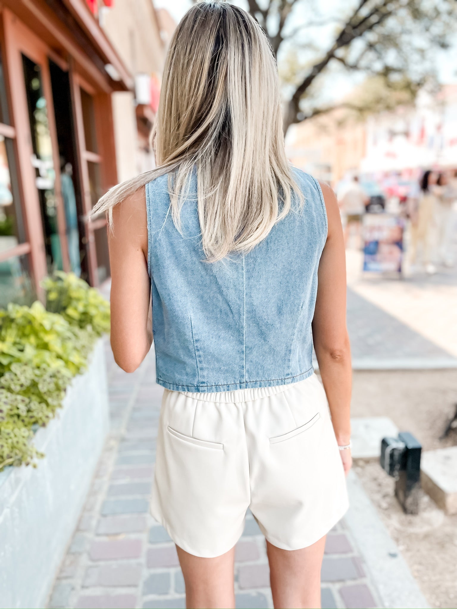 Denim Triple Tie Vest - Blue