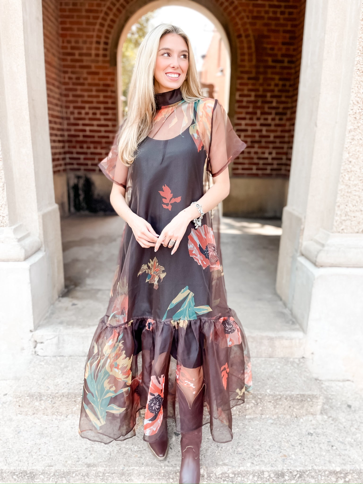 Calamigos Floral Dress - Chocolate