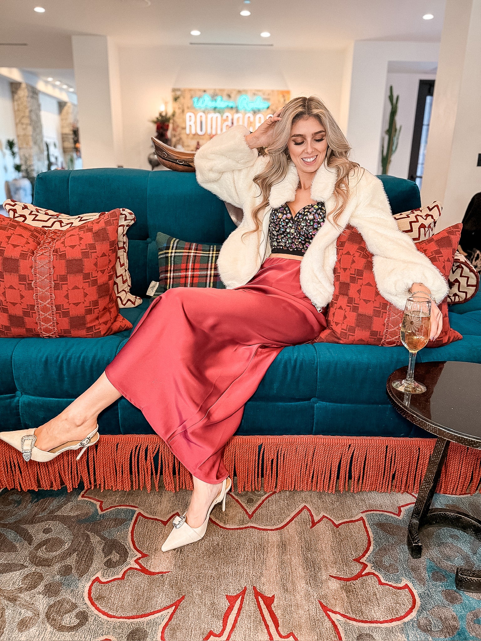 Satin Bias Midi Skirt - Cranberry