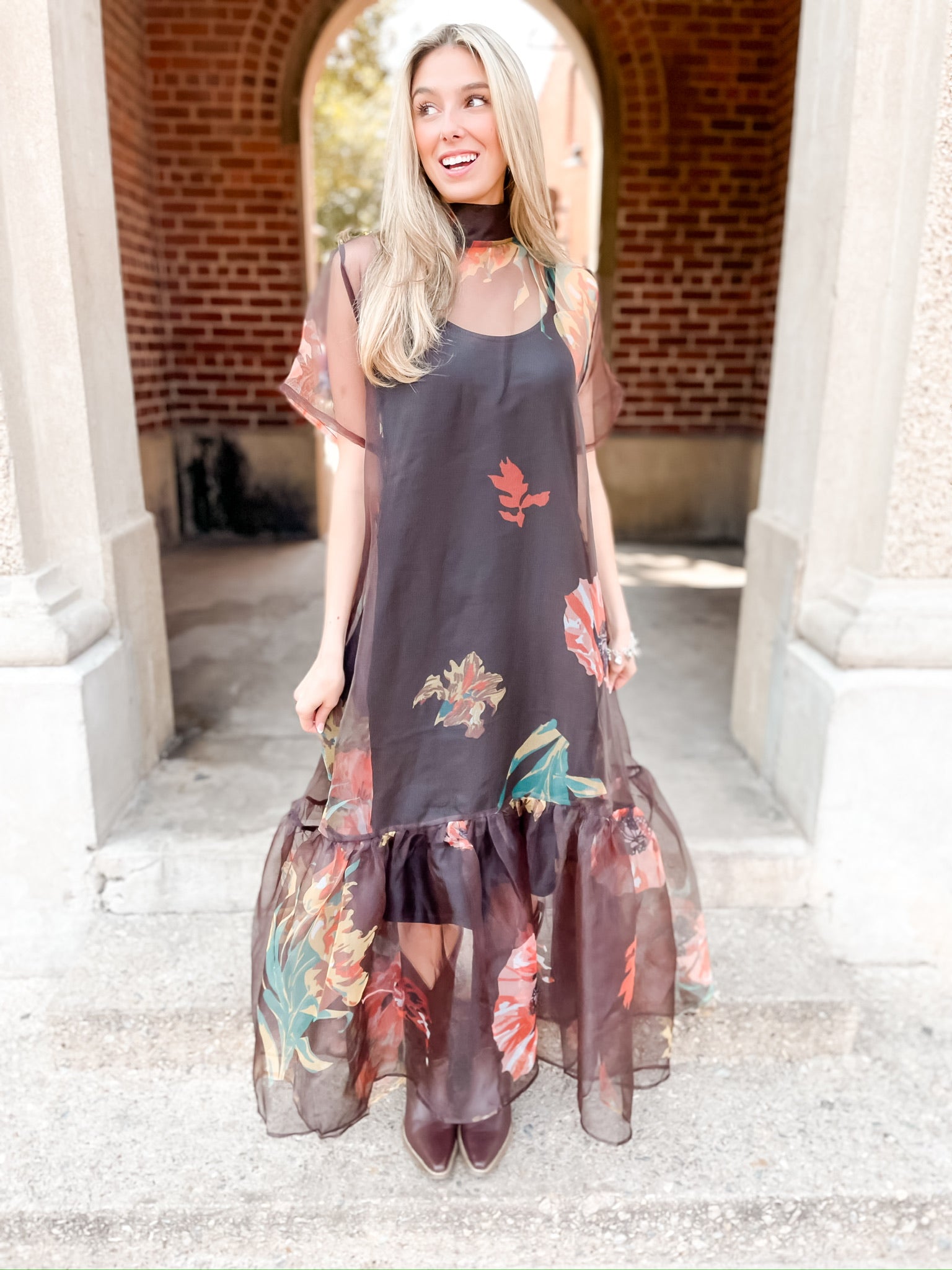 Calamigos Floral Dress - Chocolate