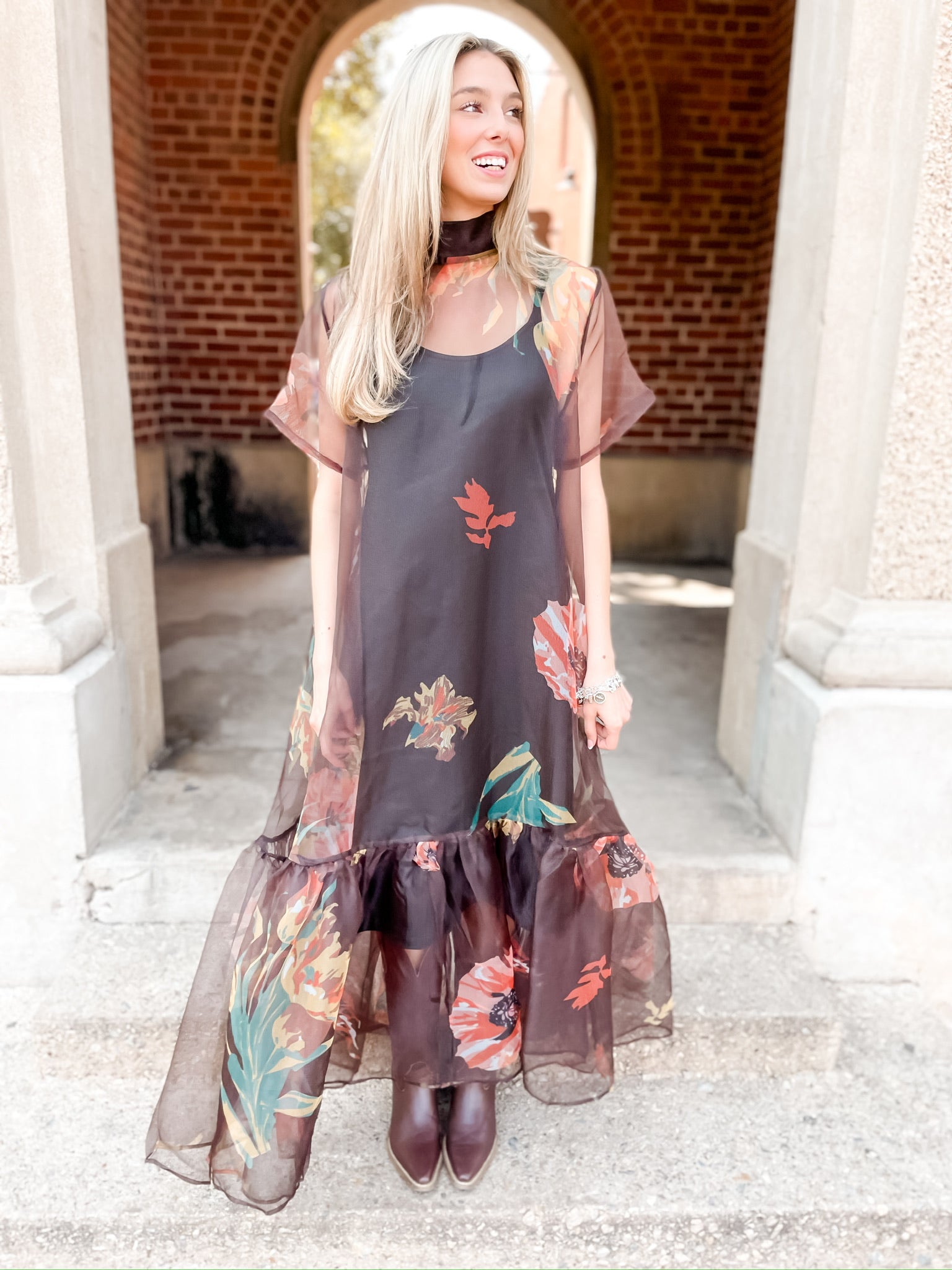 Calamigos Floral Dress - Chocolate