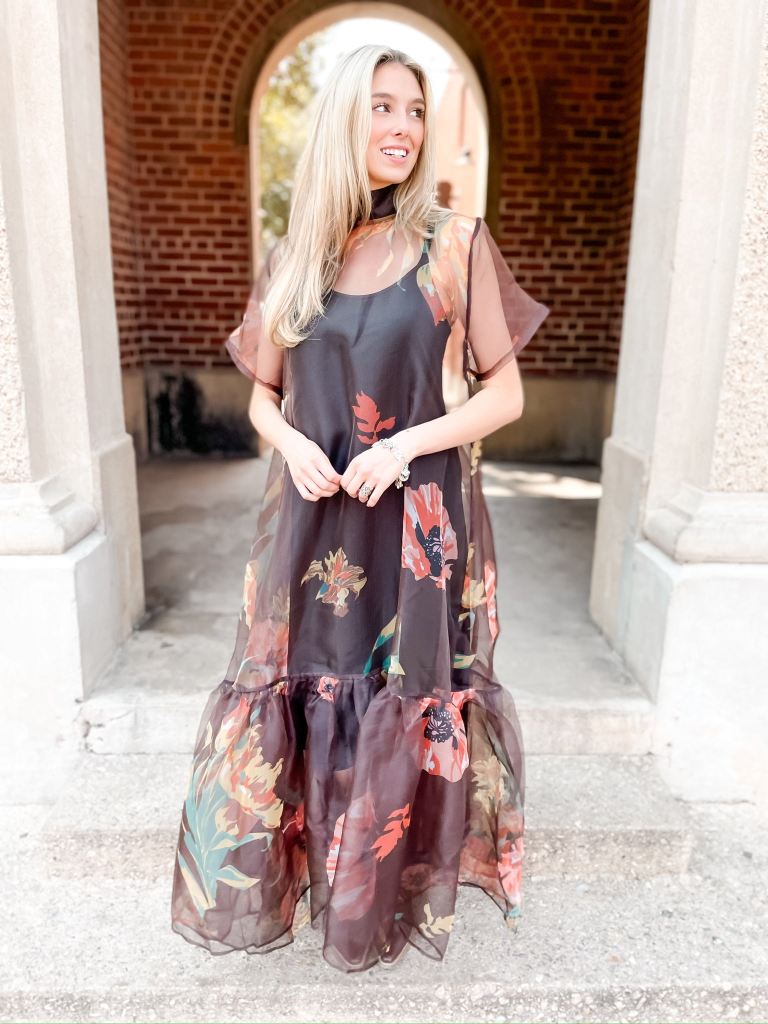 Calamigos Floral Dress - Chocolate