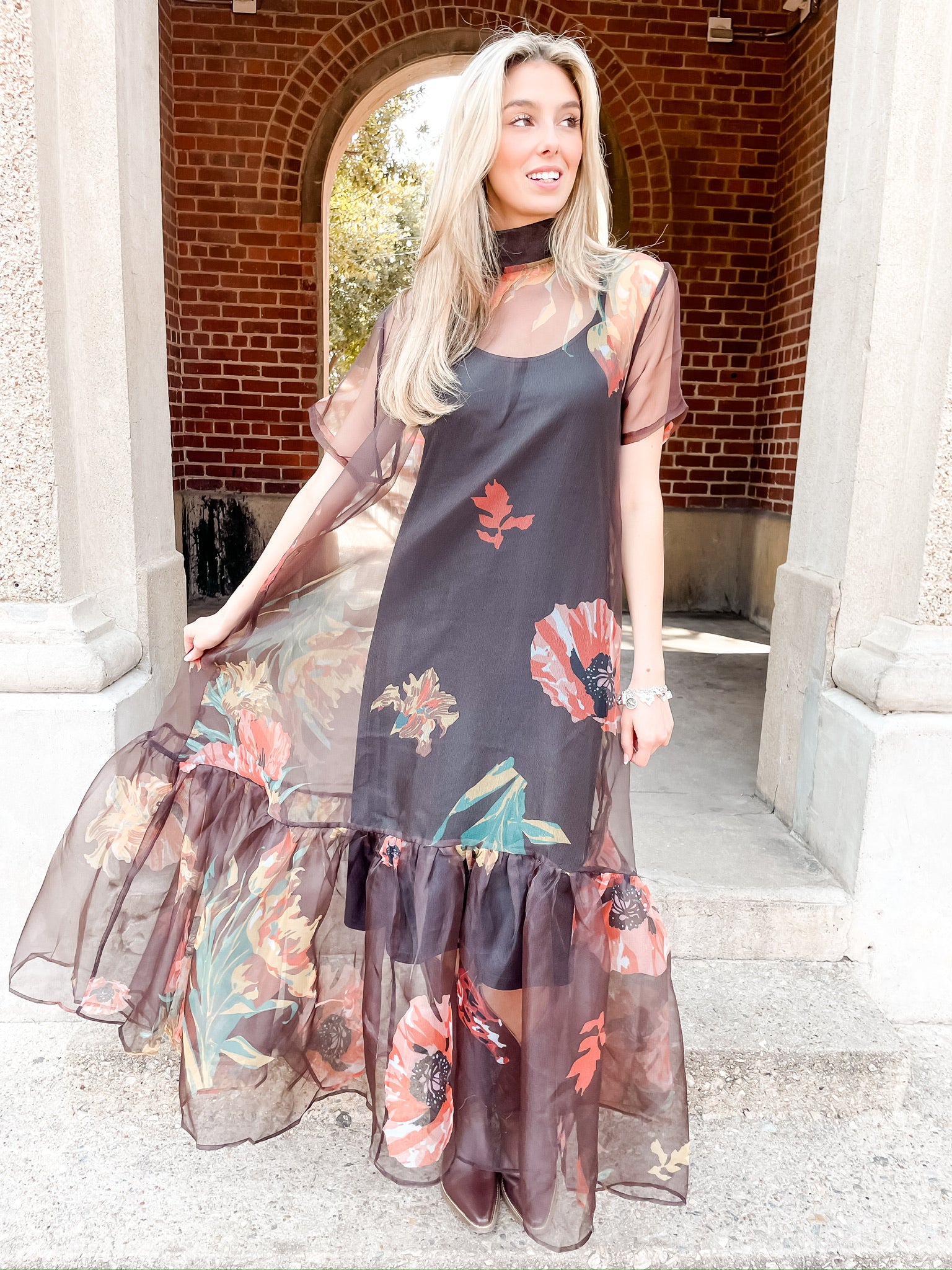 Calamigos Floral Dress - Chocolate