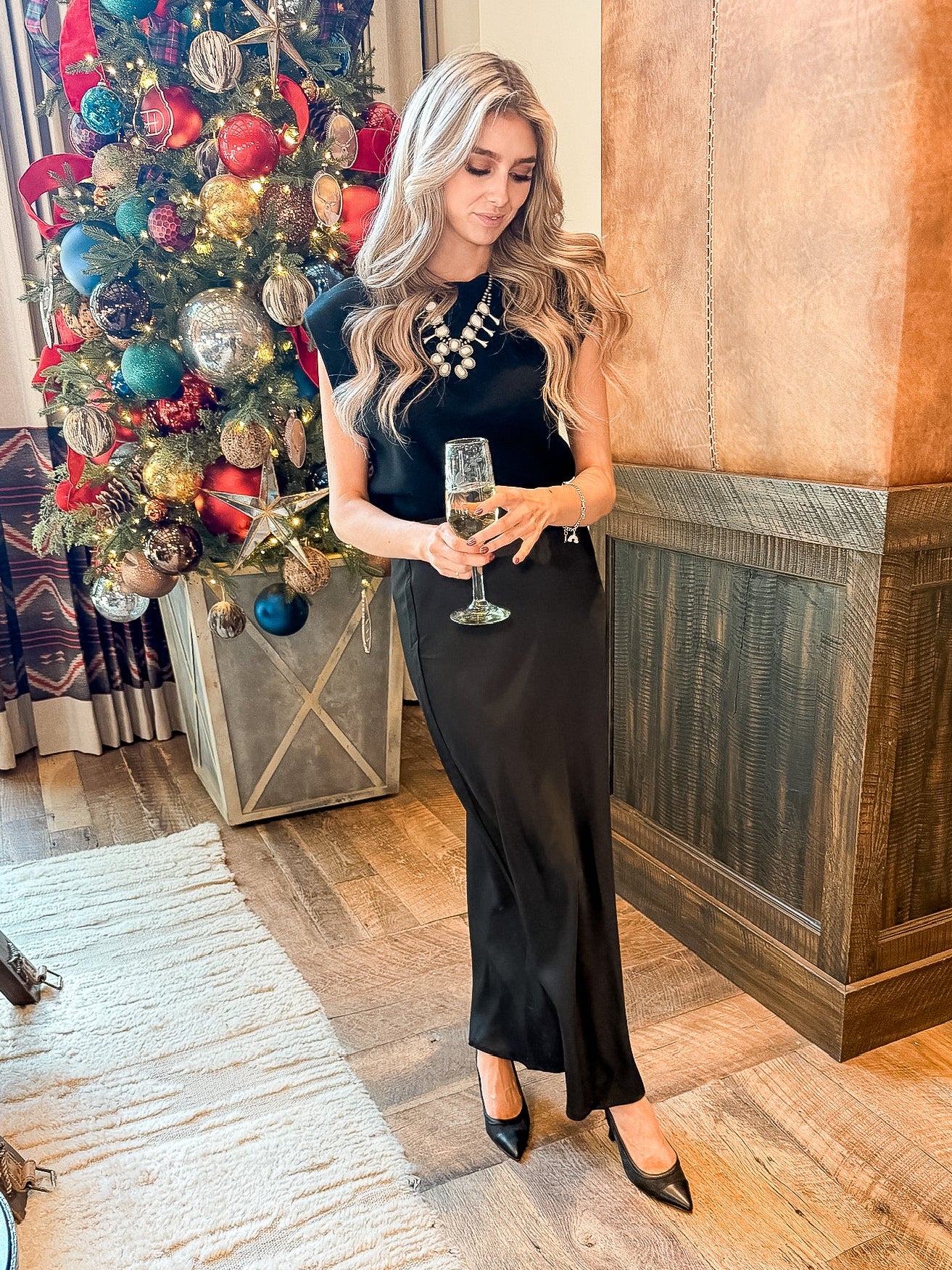 Satin Bias Skirt - Black