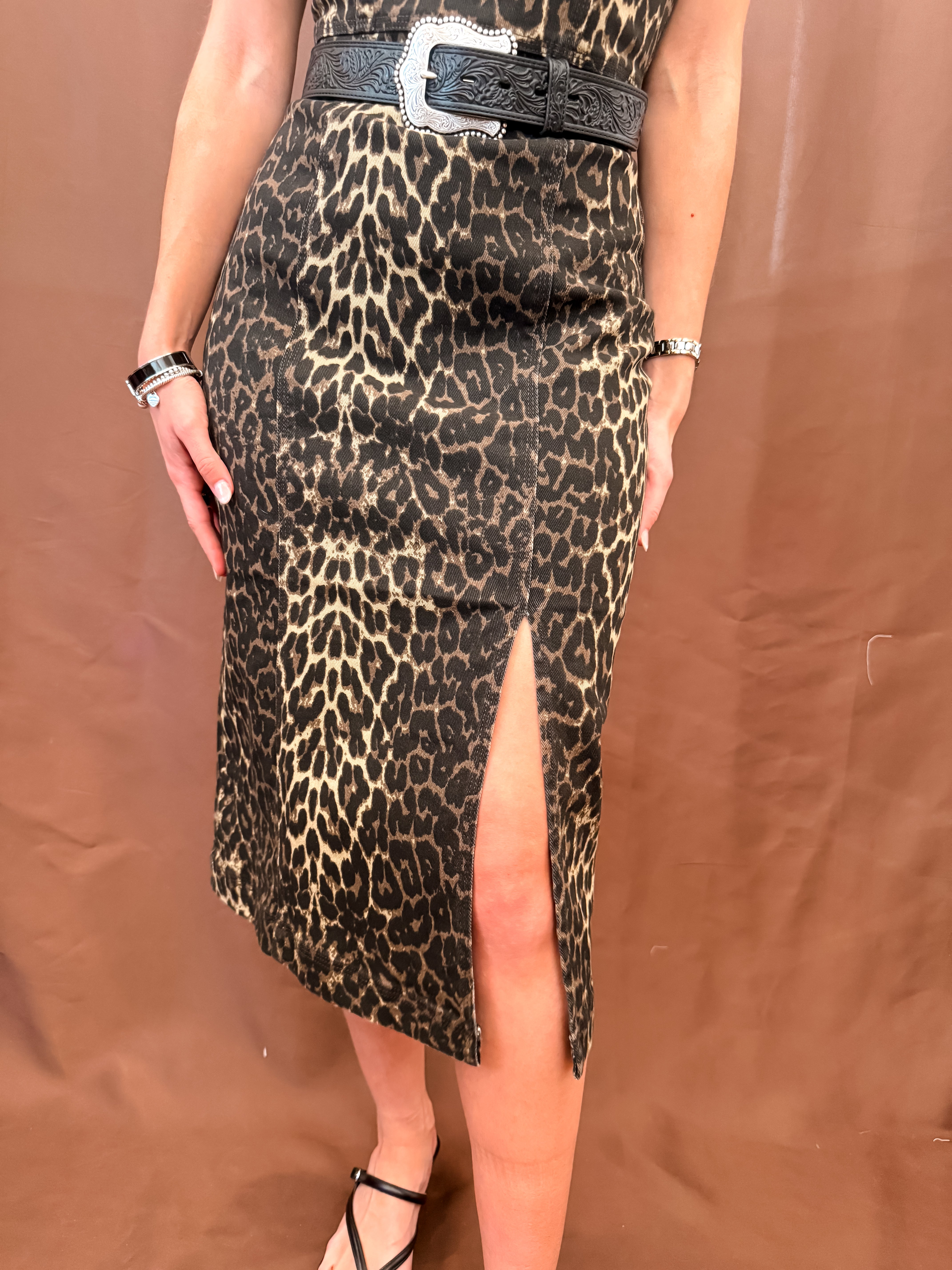 Giselle Denim Dress - Leopard