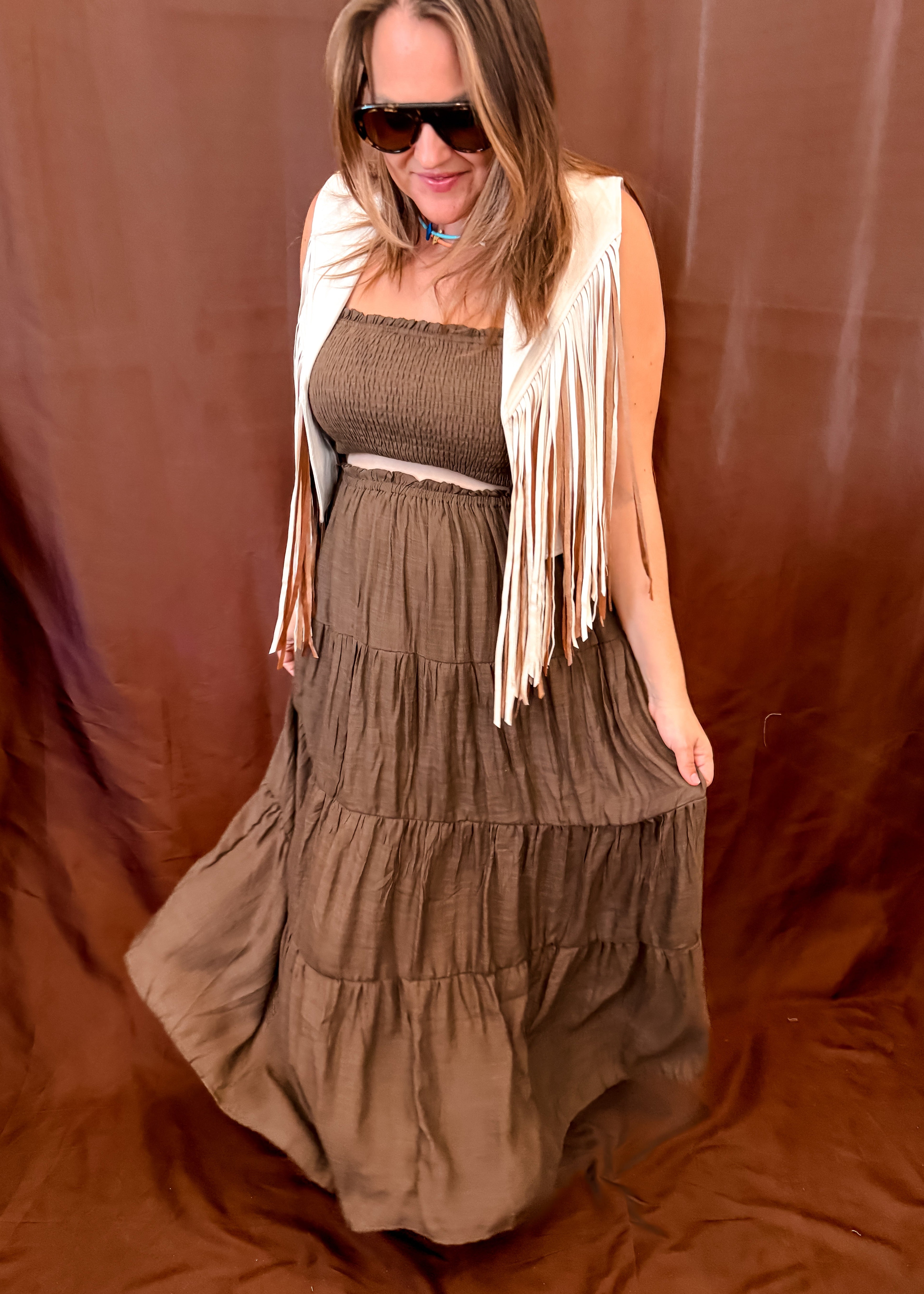 Tube Top & Skirt Set - Chocolate