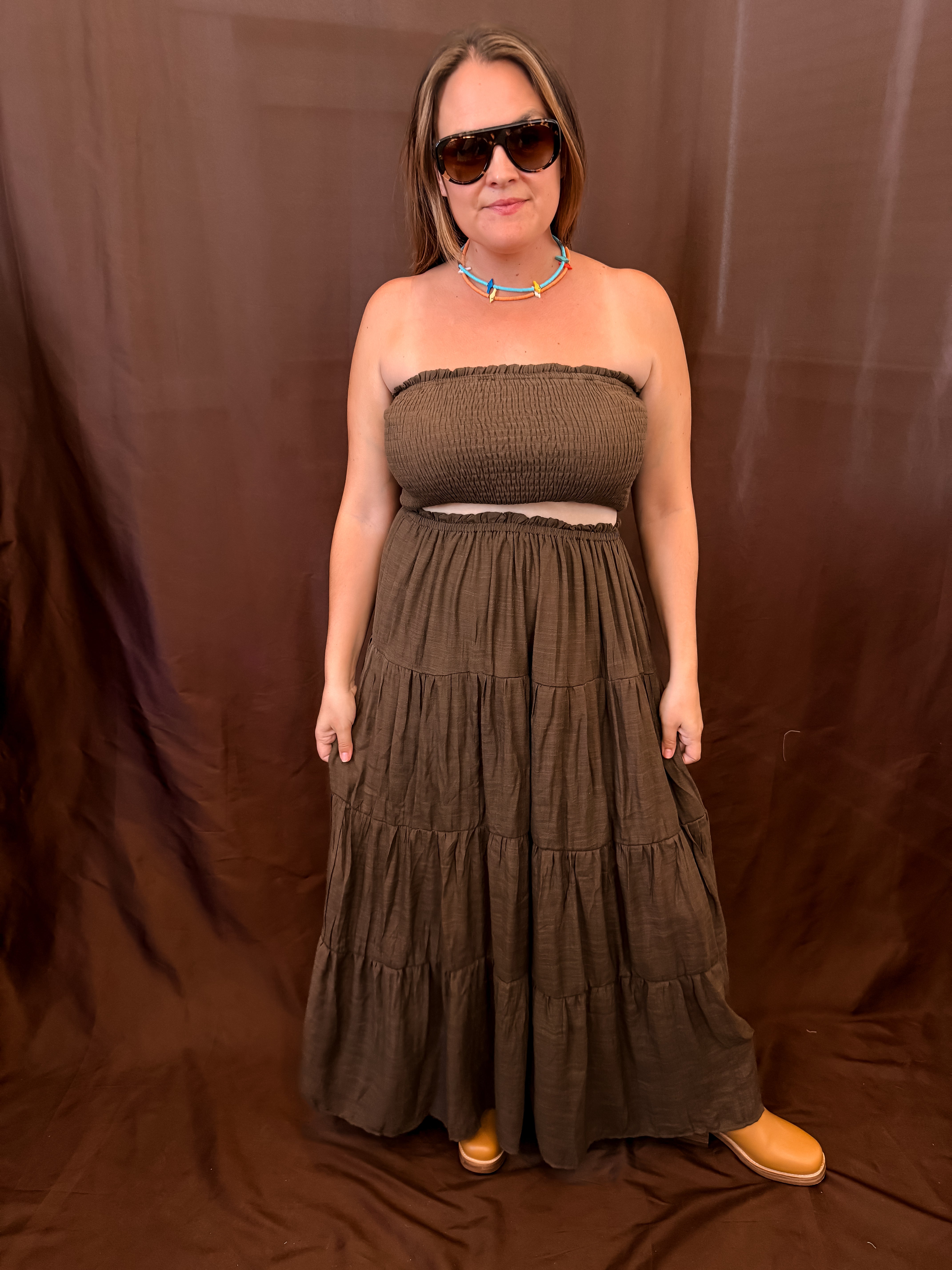 Tube Top & Skirt Set - Chocolate