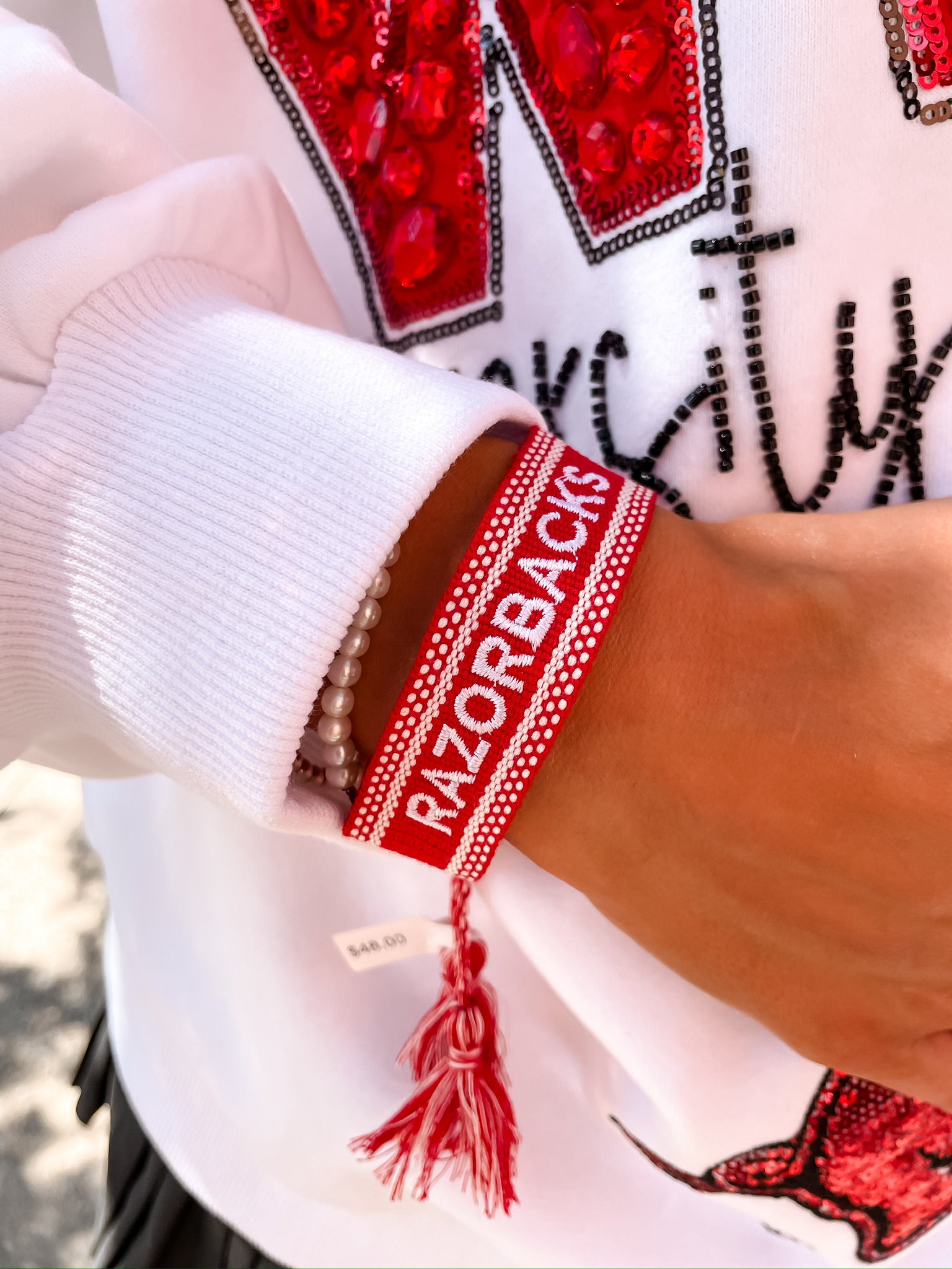 Arkansas Razorbacks Tassel Bracelet