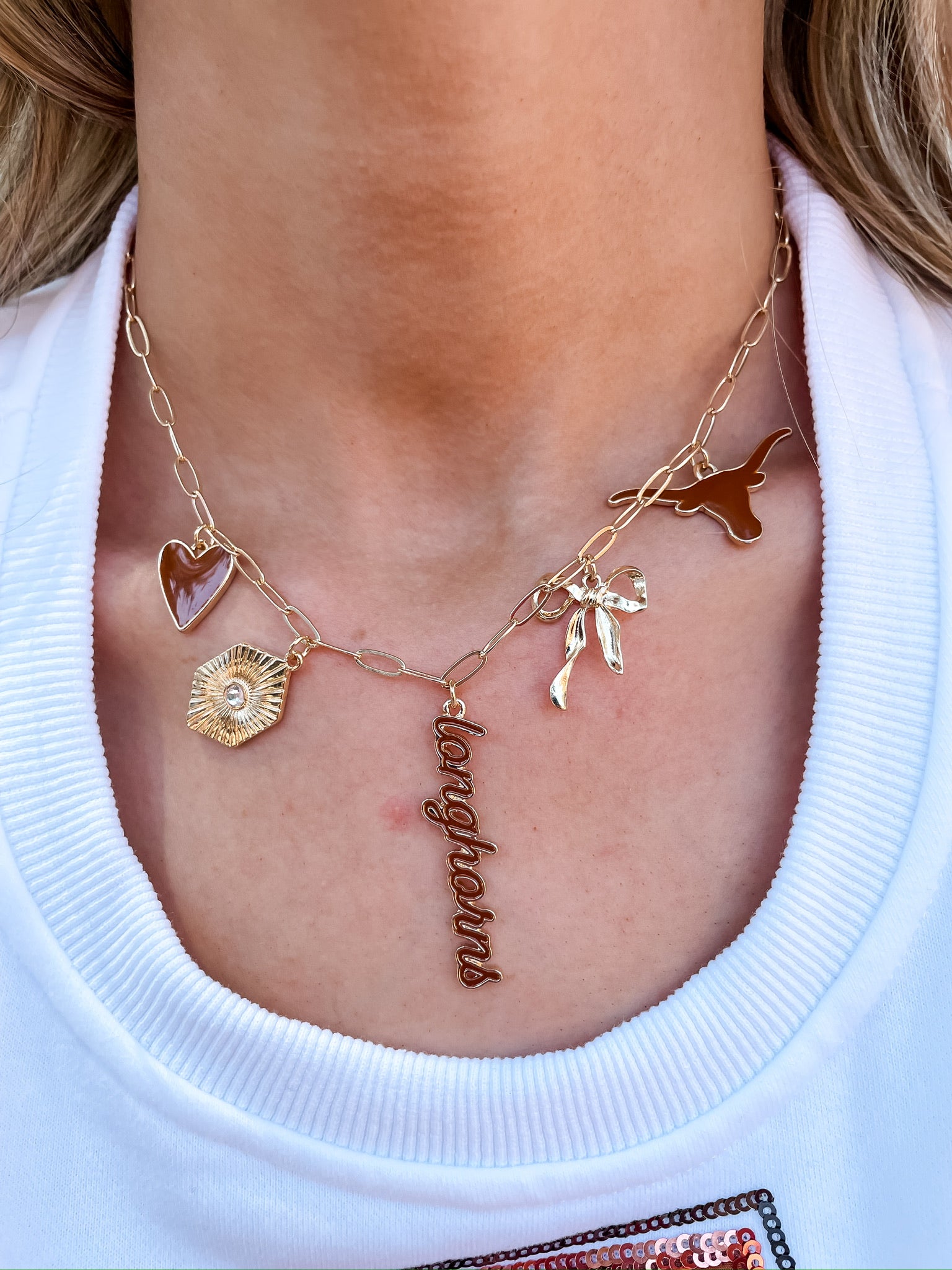 Texas Longhorns Paper Clip Charm Necklace