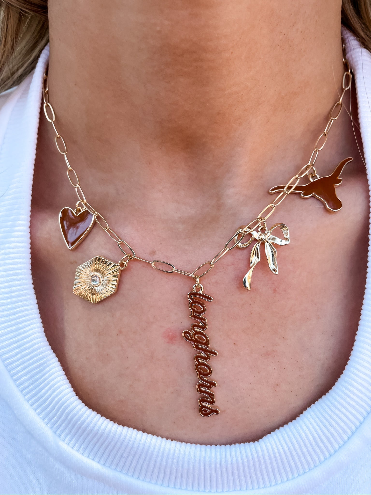Texas Longhorns Paper Clip Charm Necklace