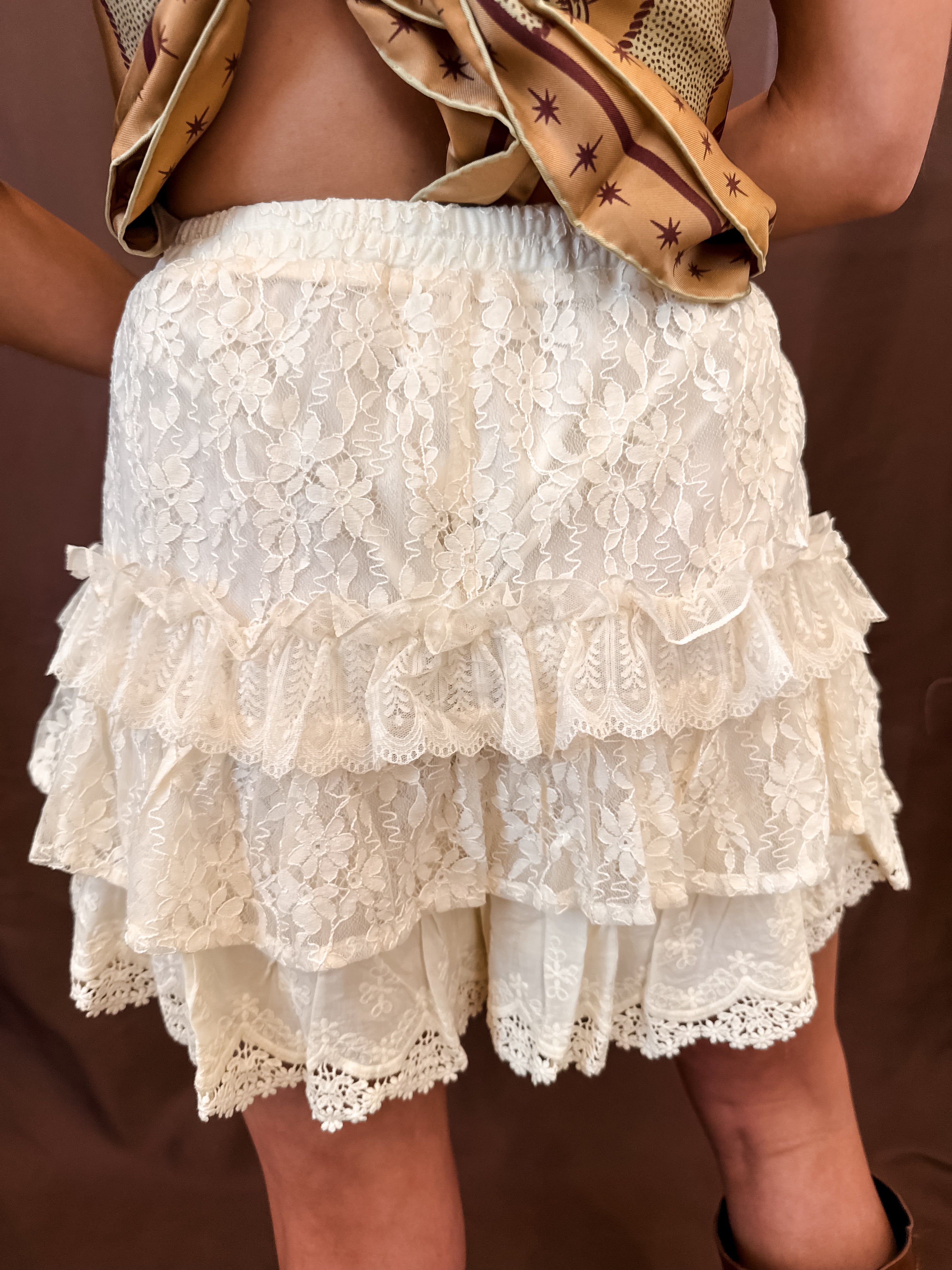 Ruffles + Lace Skort - Ivory