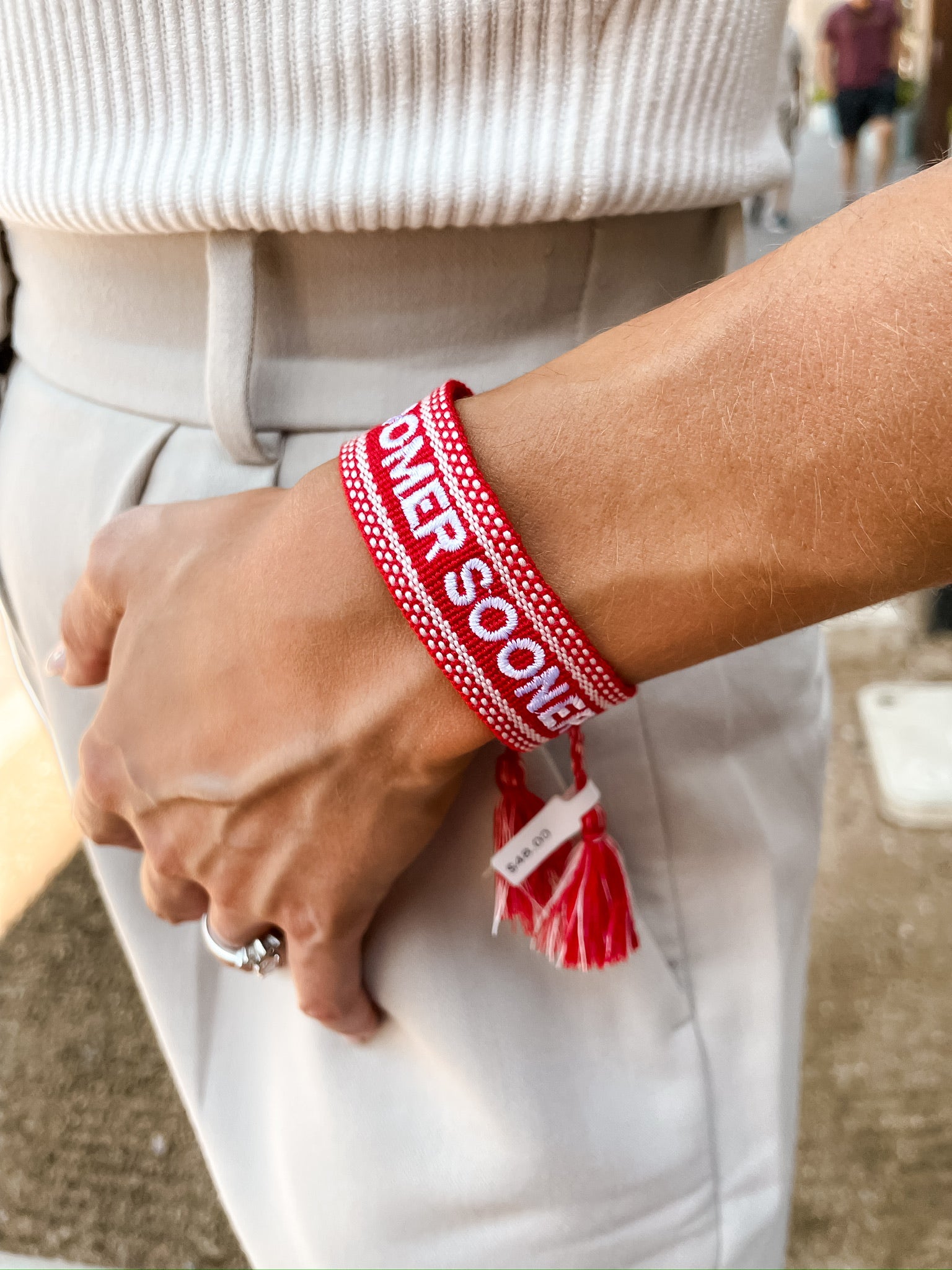 Oklahoma Sooners Tassel Bracelet