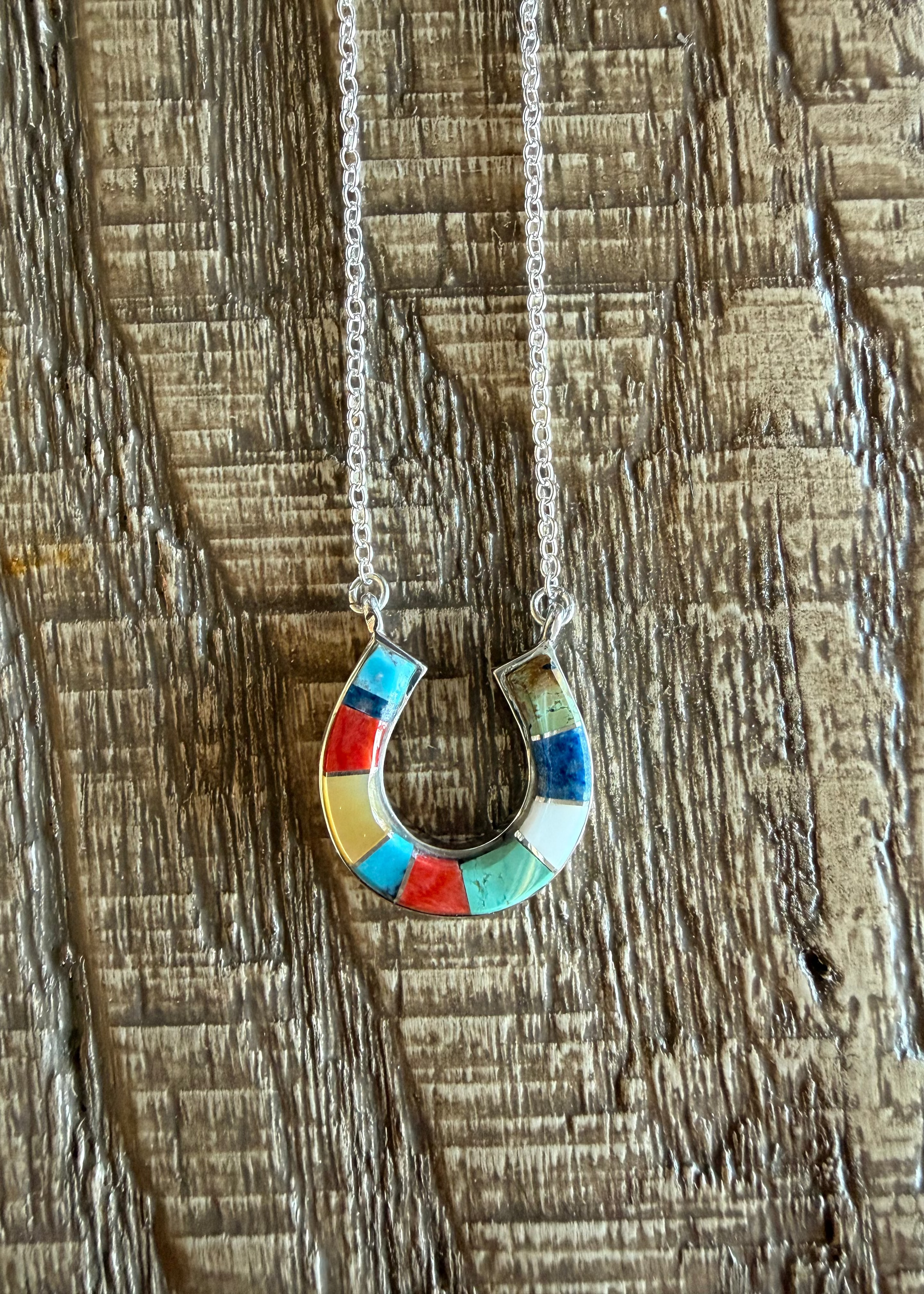 Multi Stone Horseshoe Necklace