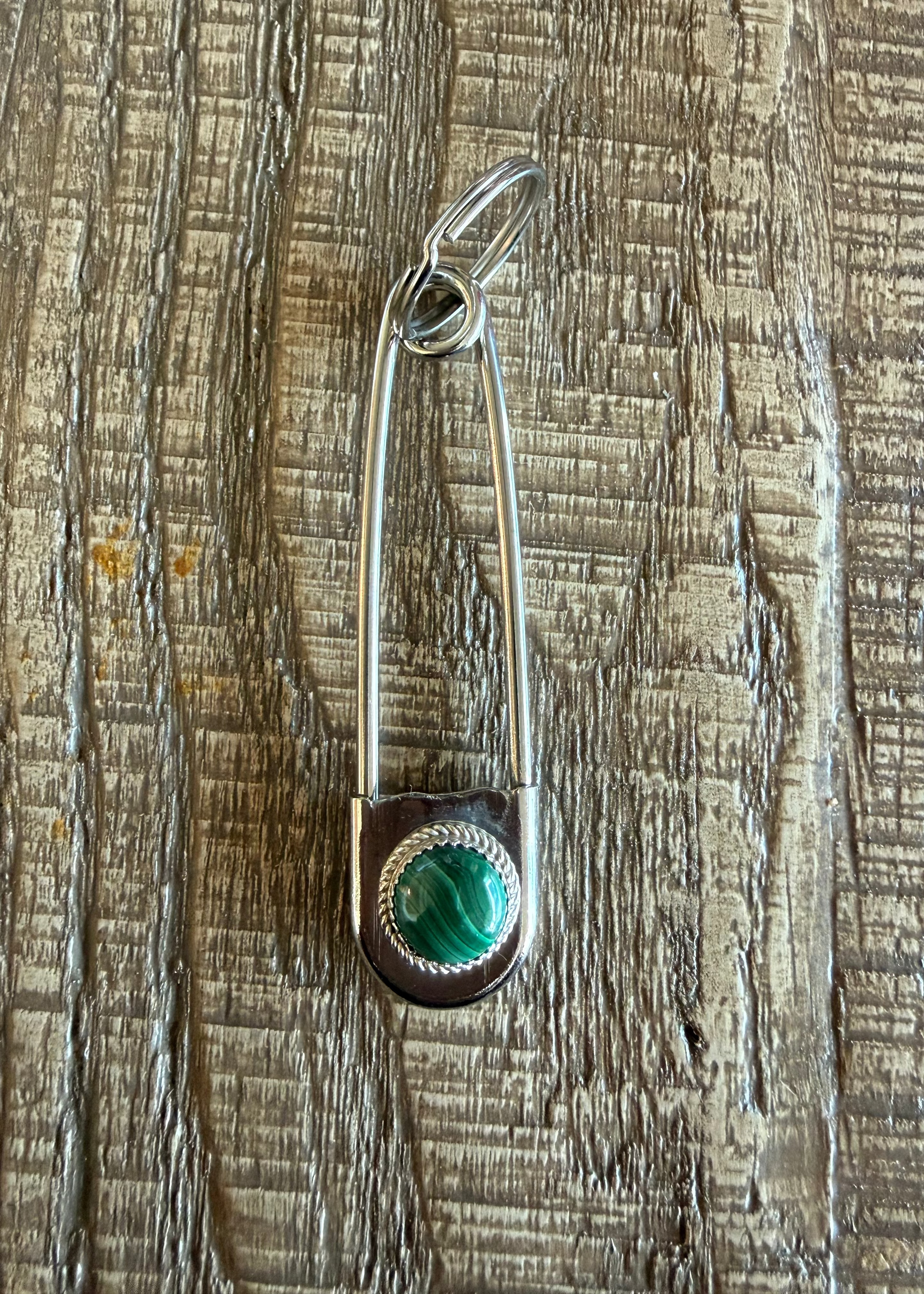 Turquoise Safety Pin Keychain