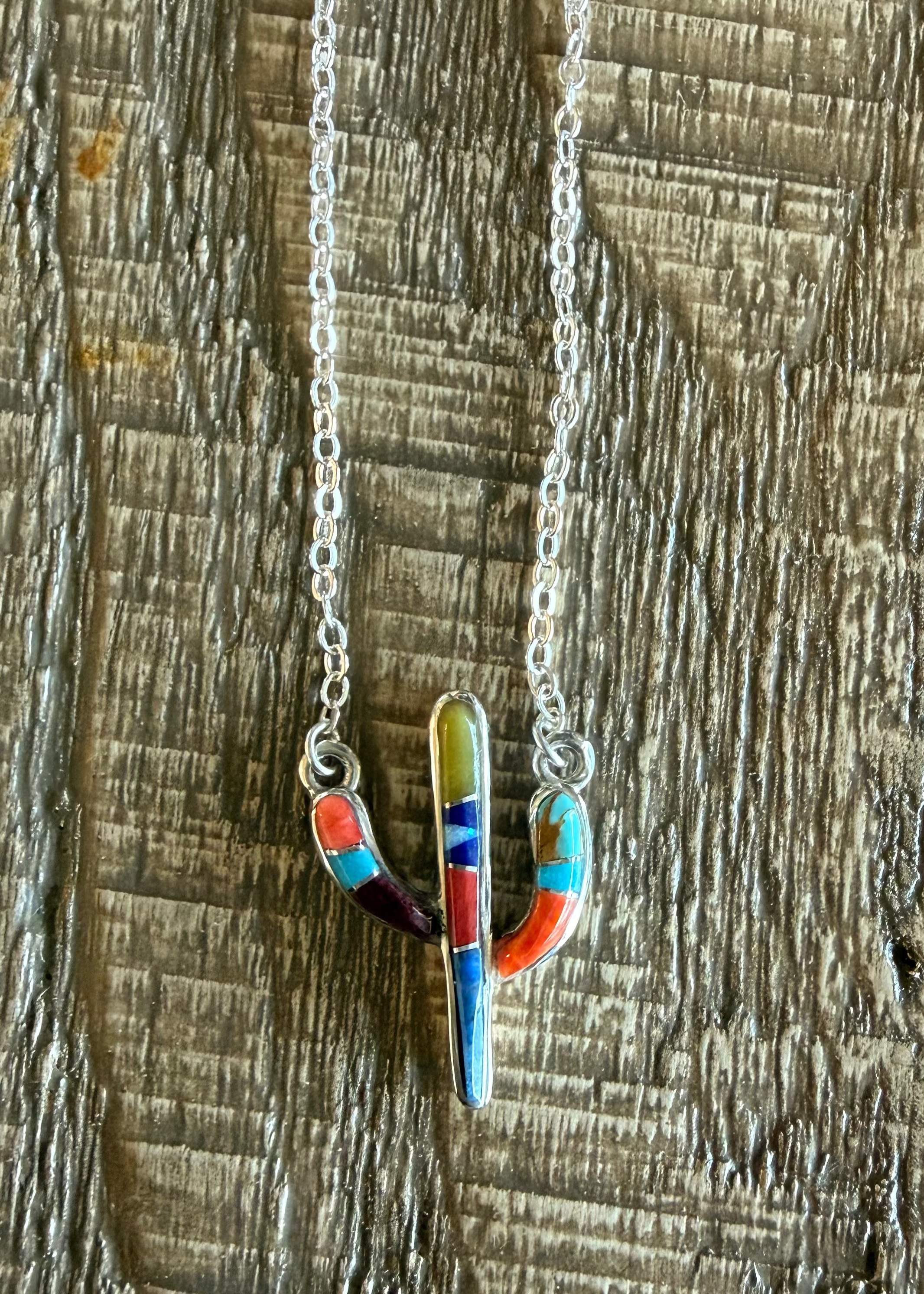 Multi Stone Cactus Necklace