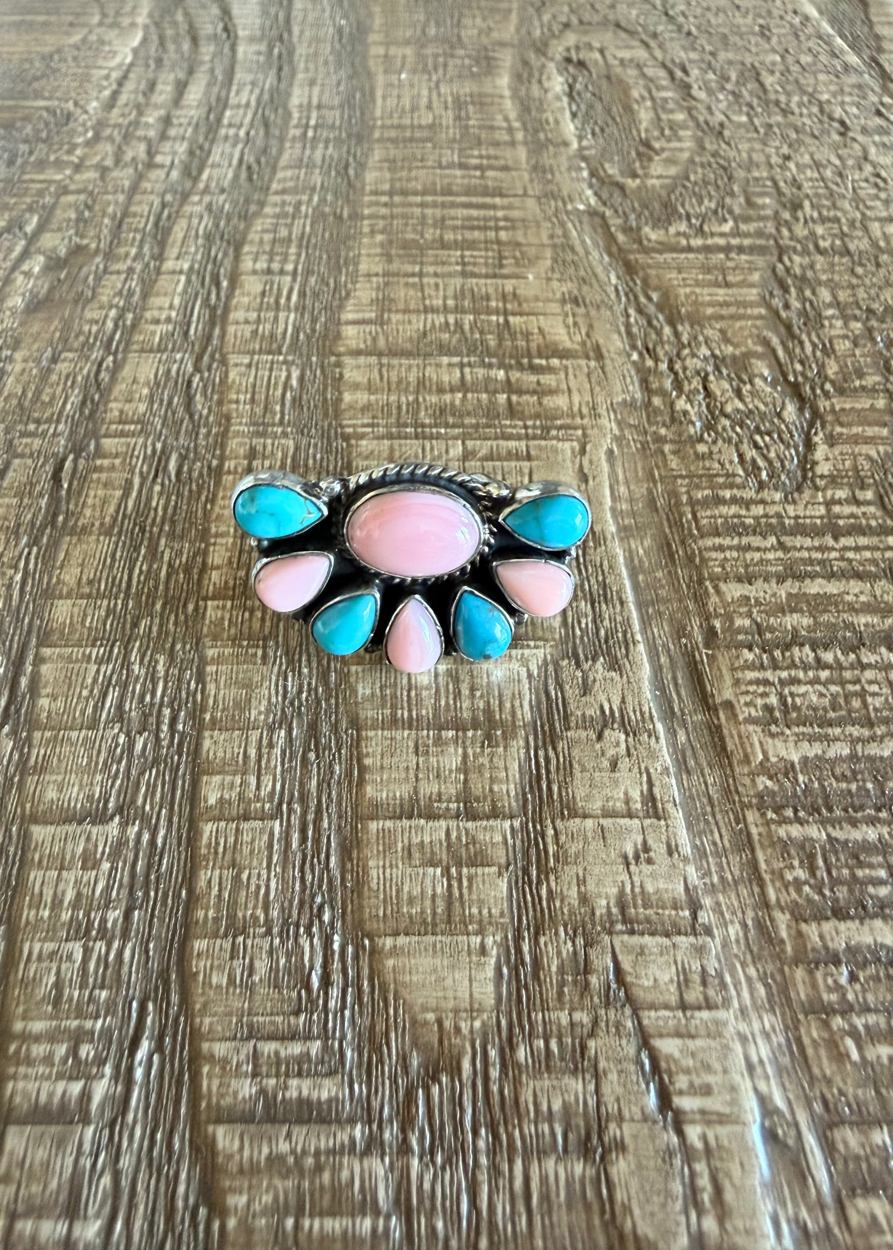 Turquoise + Opal Half Moon Ring