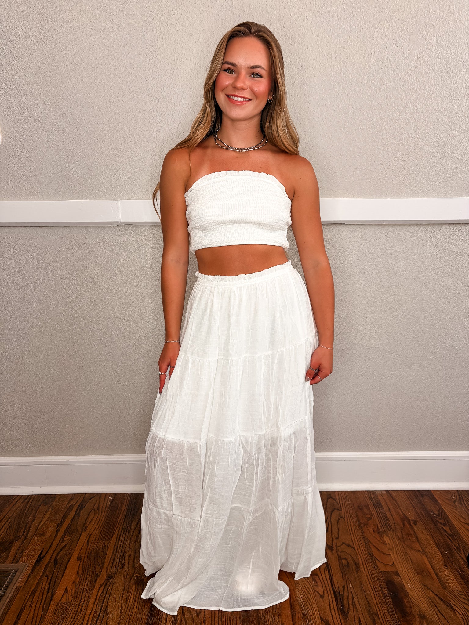 Tube Top & Skirt Set - White