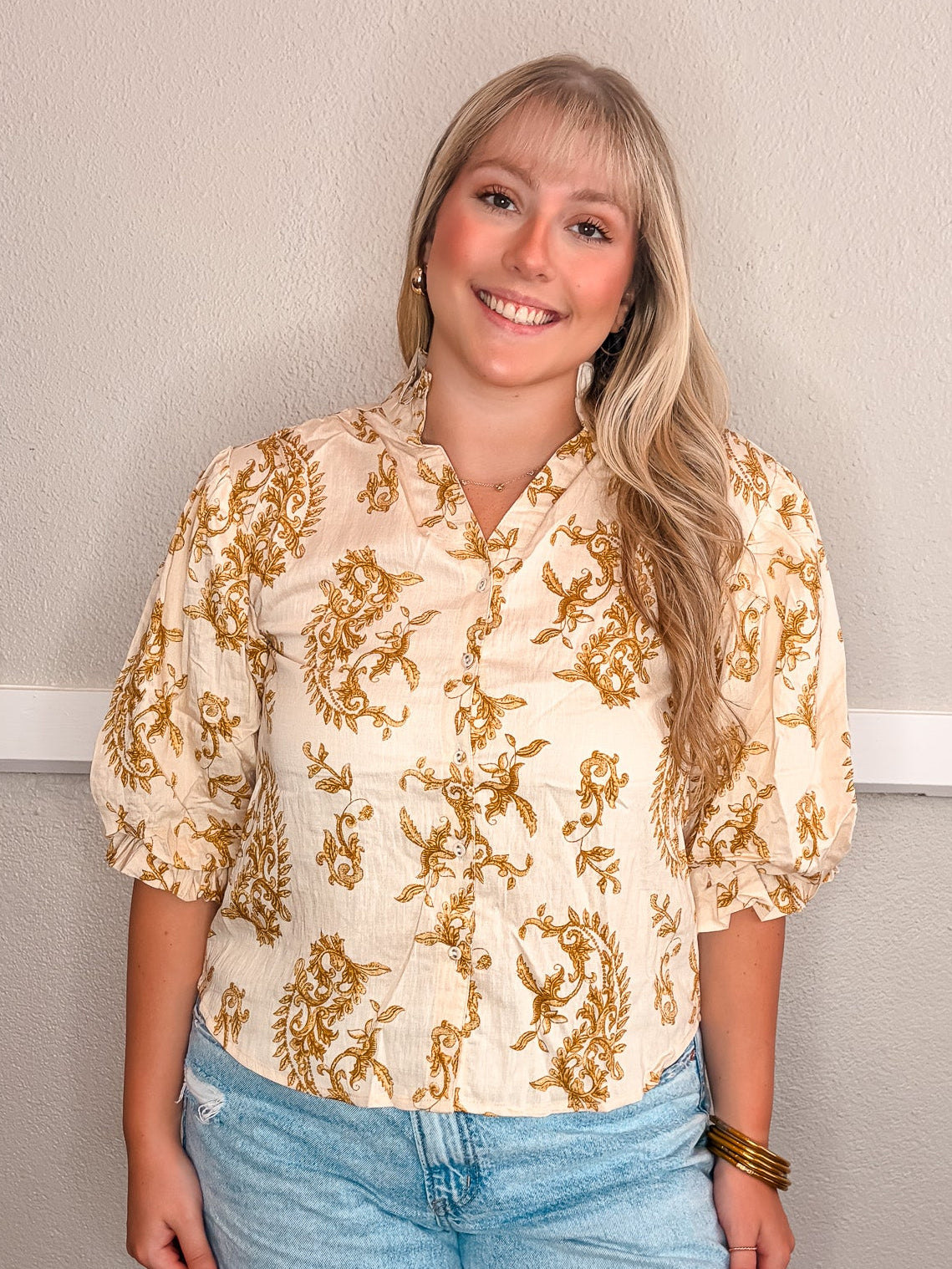 Filigree Top - Mustard