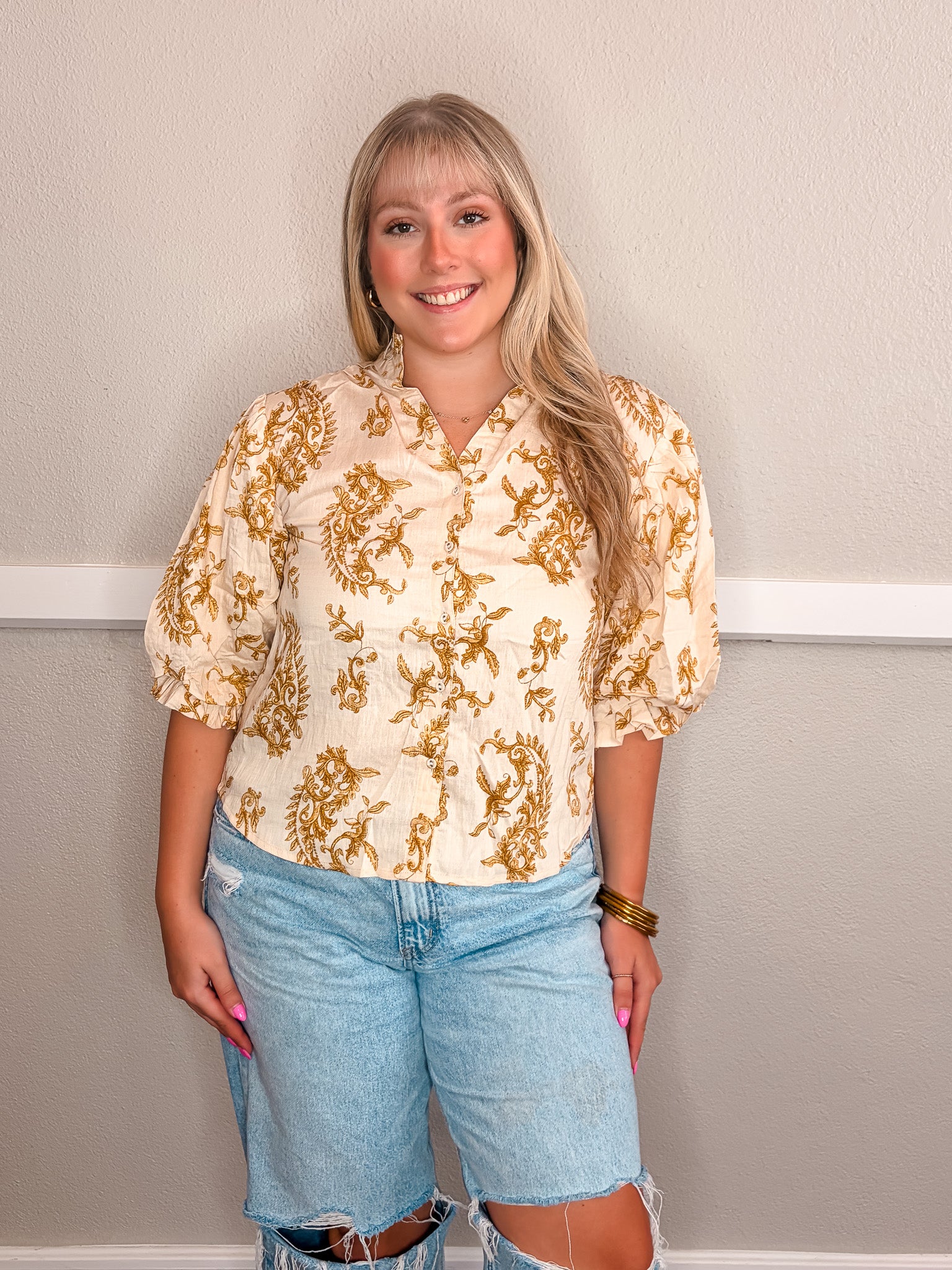 Filigree Top - Mustard