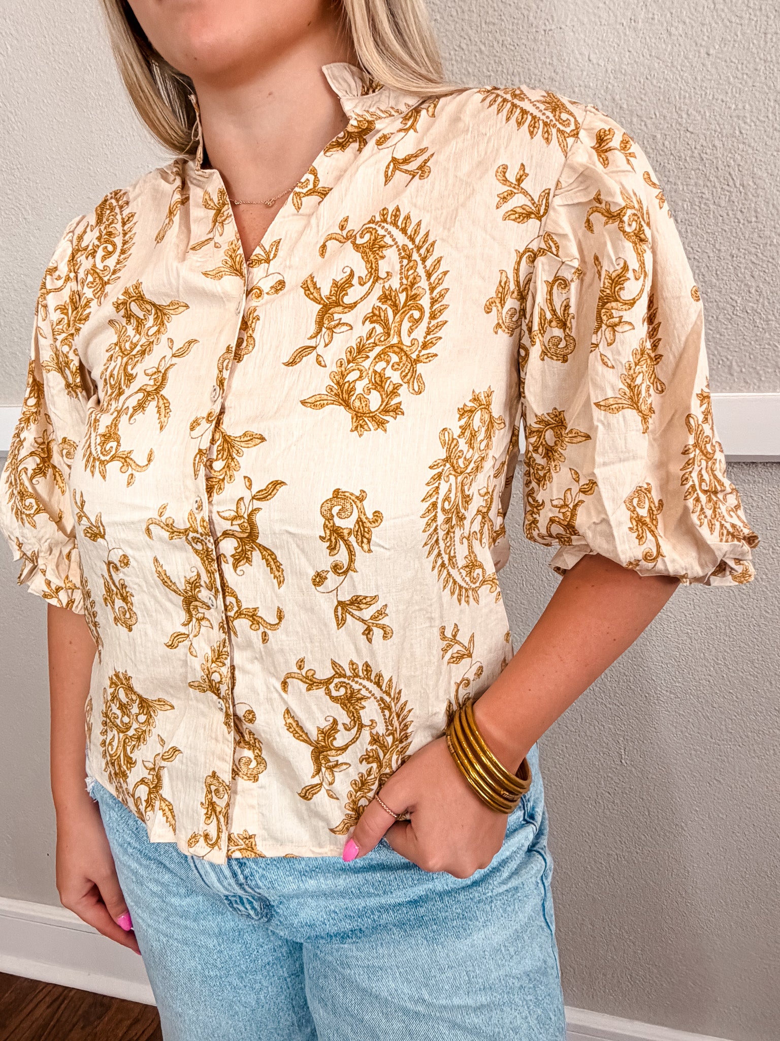 Filigree Top - Mustard
