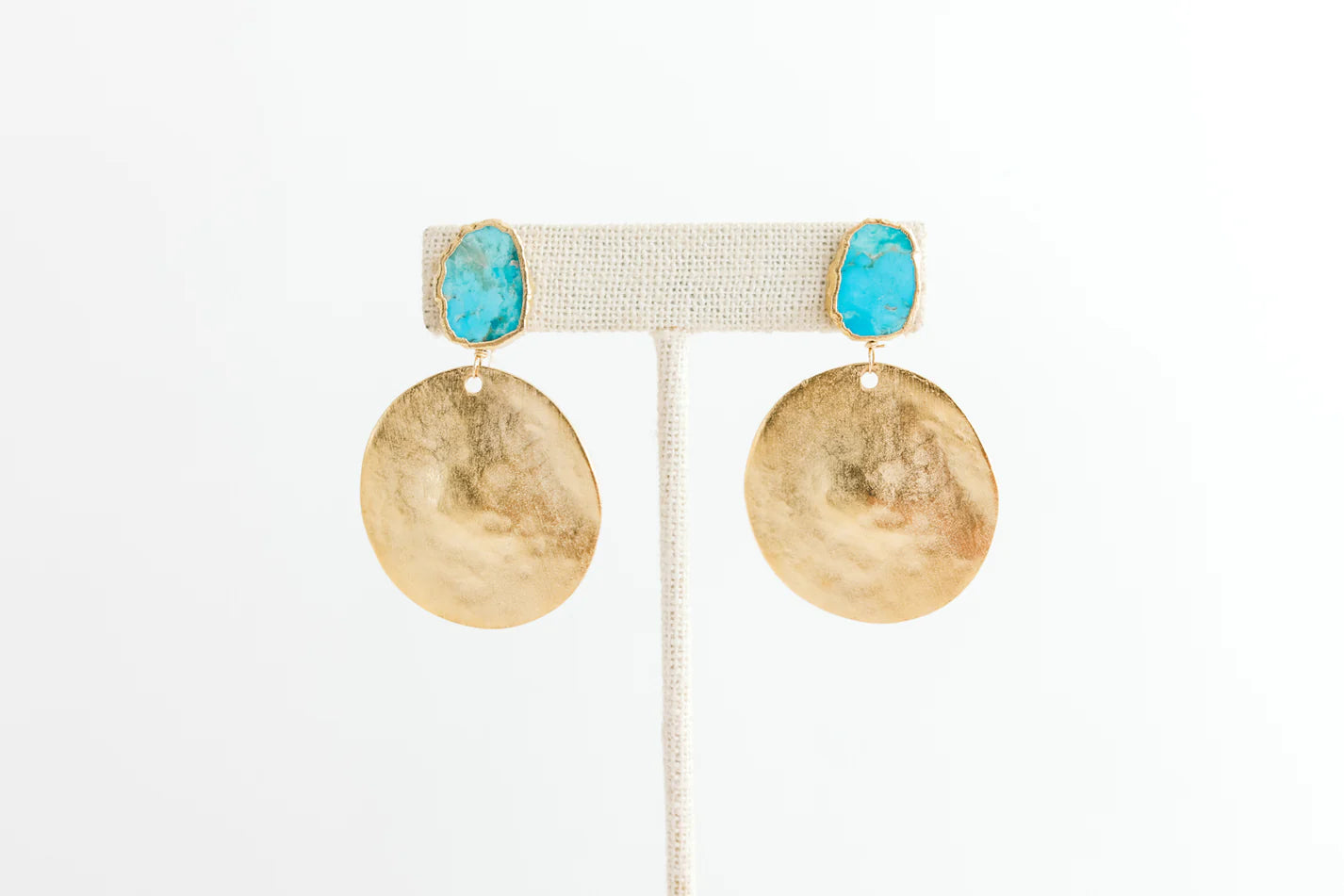 Stone + Disc Earrings