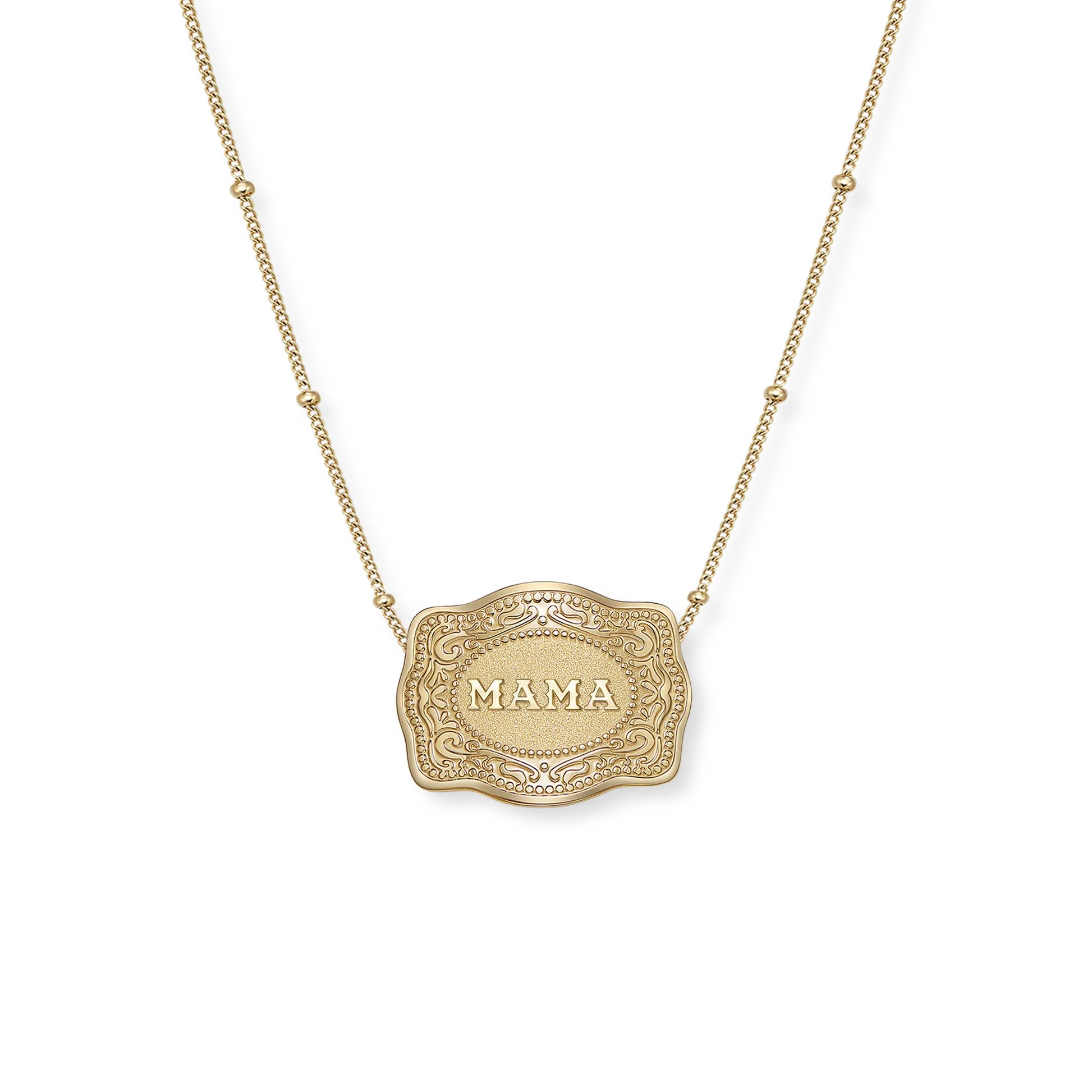 Mama Buckle Necklace - Gold