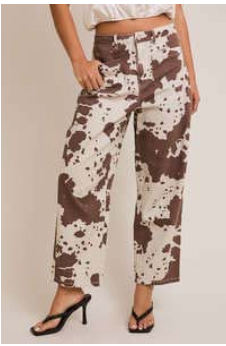 Cow Print Barrel Jean