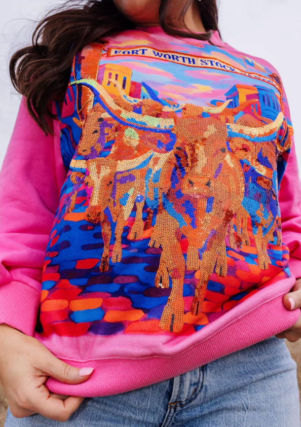 Fort Worth Stockyards Sequin Sweatshirt