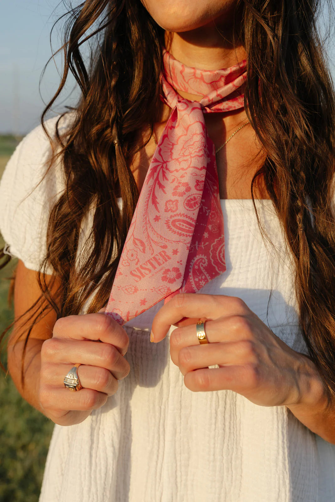 Bubblegum Silk Twilly Scarf