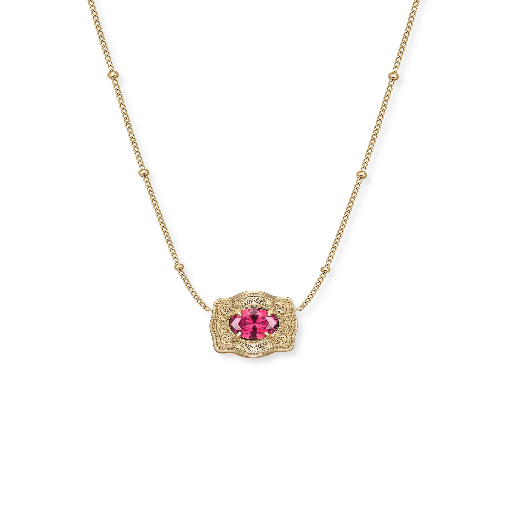 Birthstone Buckle Necklace - Gold