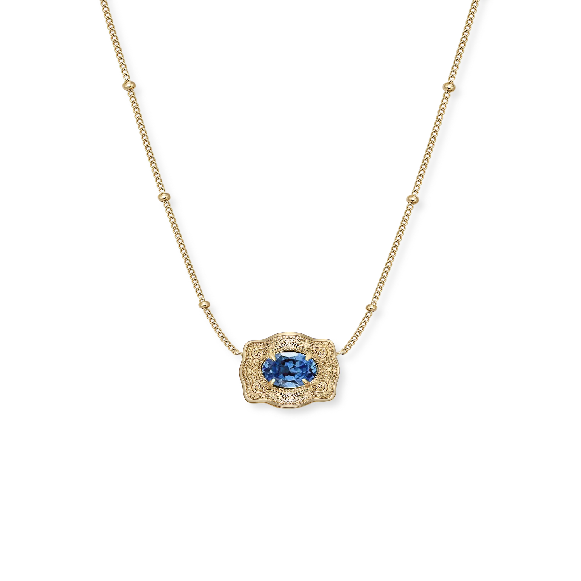 Birthstone Buckle Necklace - Gold