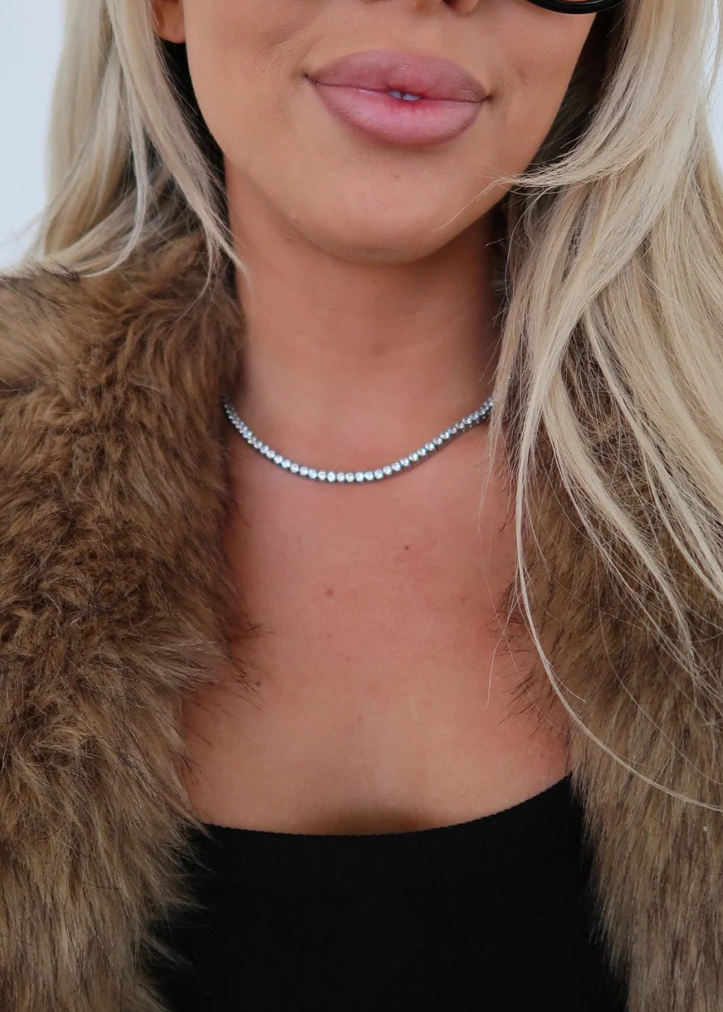 Luxe Line Tennis Necklace - 16 INCH - Tucker Brown