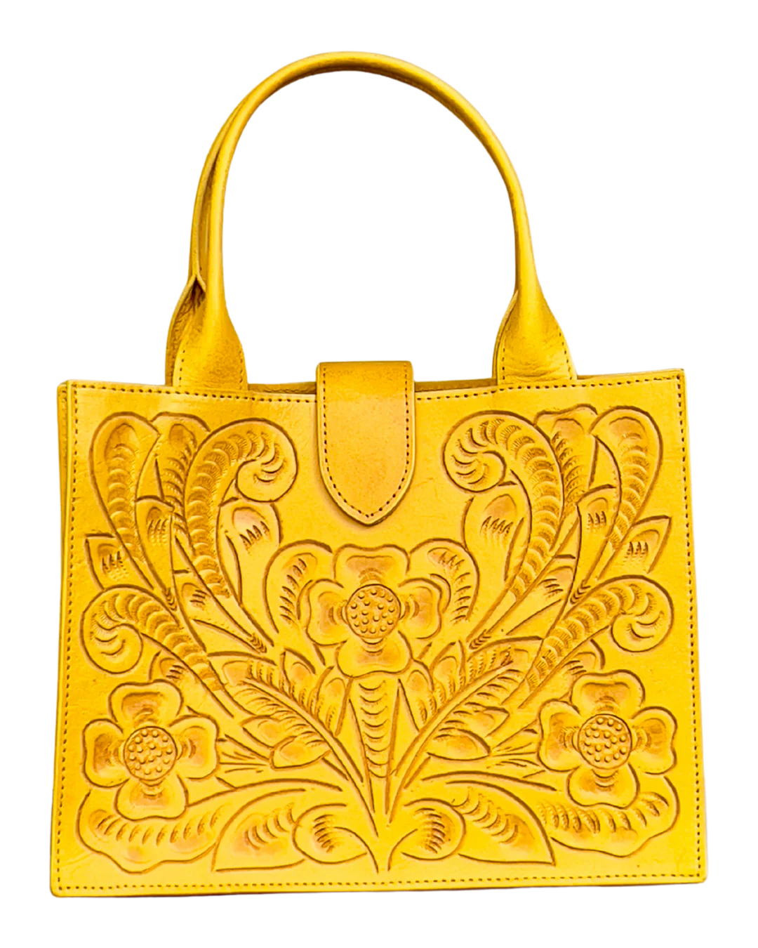 Alice Tooled Leather Handbag - Yellow