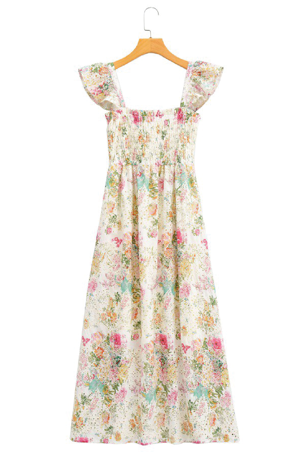 Morning Glory Sun Dress - Ivory/Pink