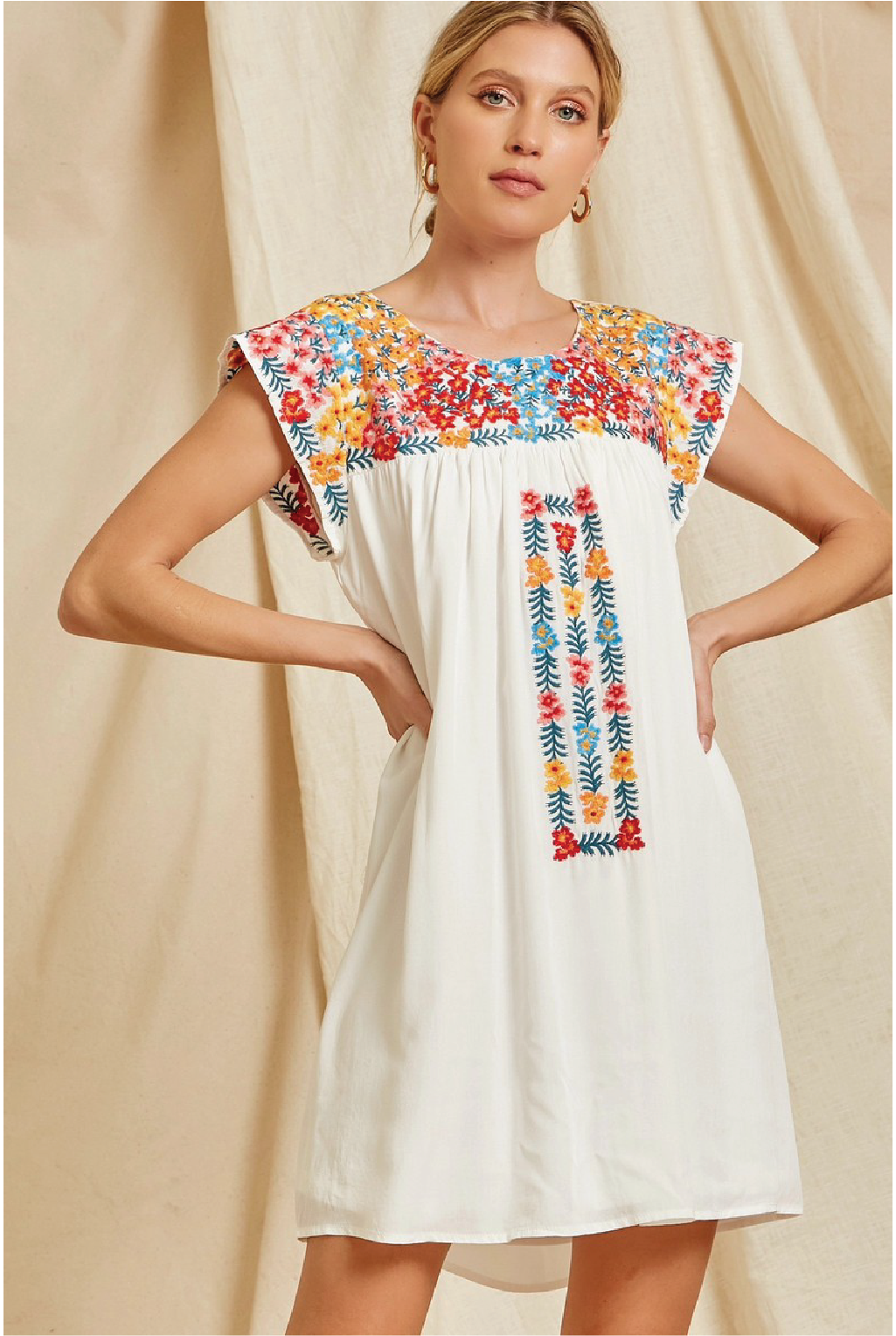 Itotia Embroidered Dress - White