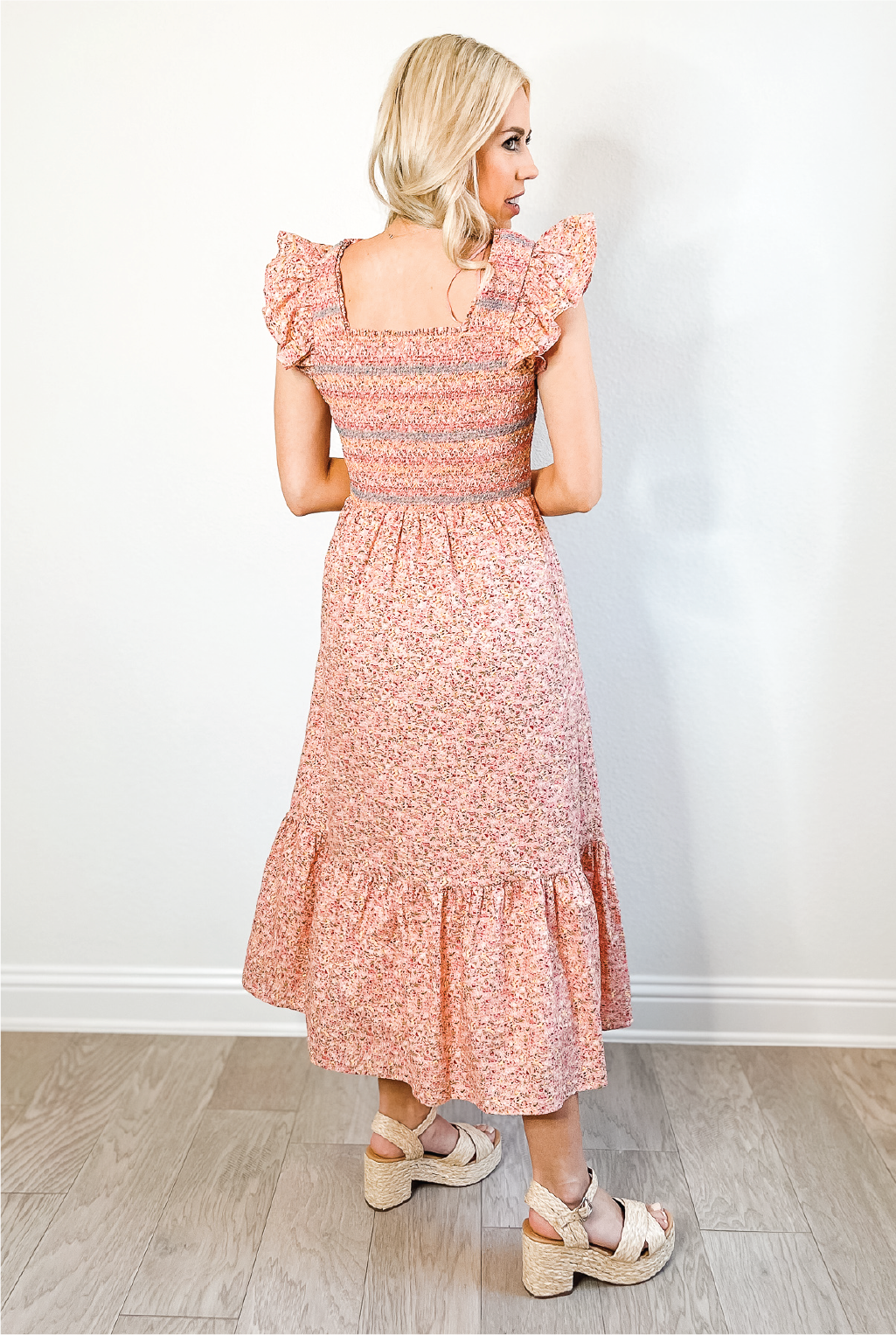 Floral Smocked Midi Dress
