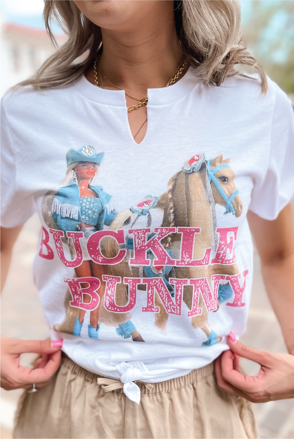 Buckle Bunny Tee - White