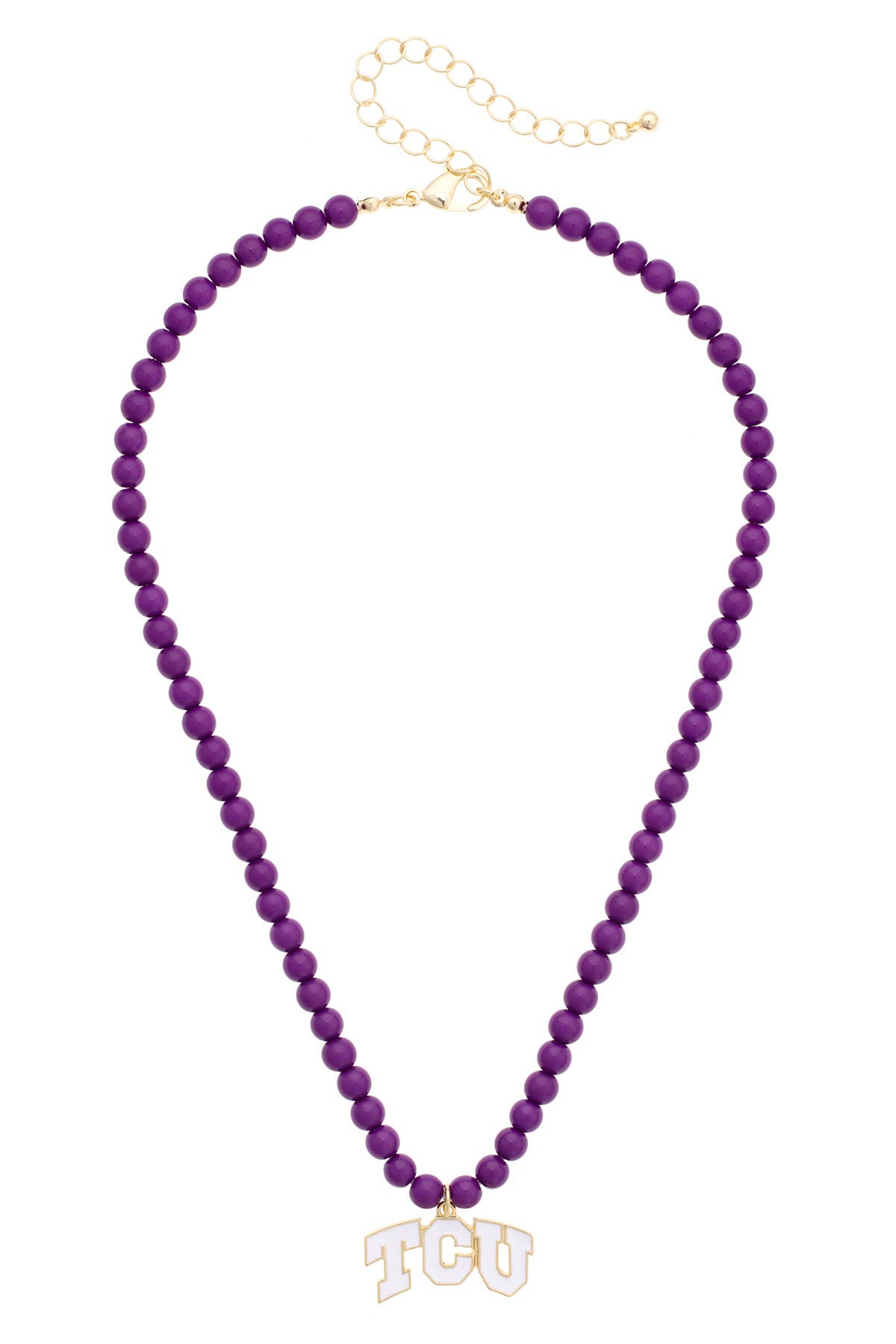 TCU Horned Frogs Beaded Logo Pendant Necklace