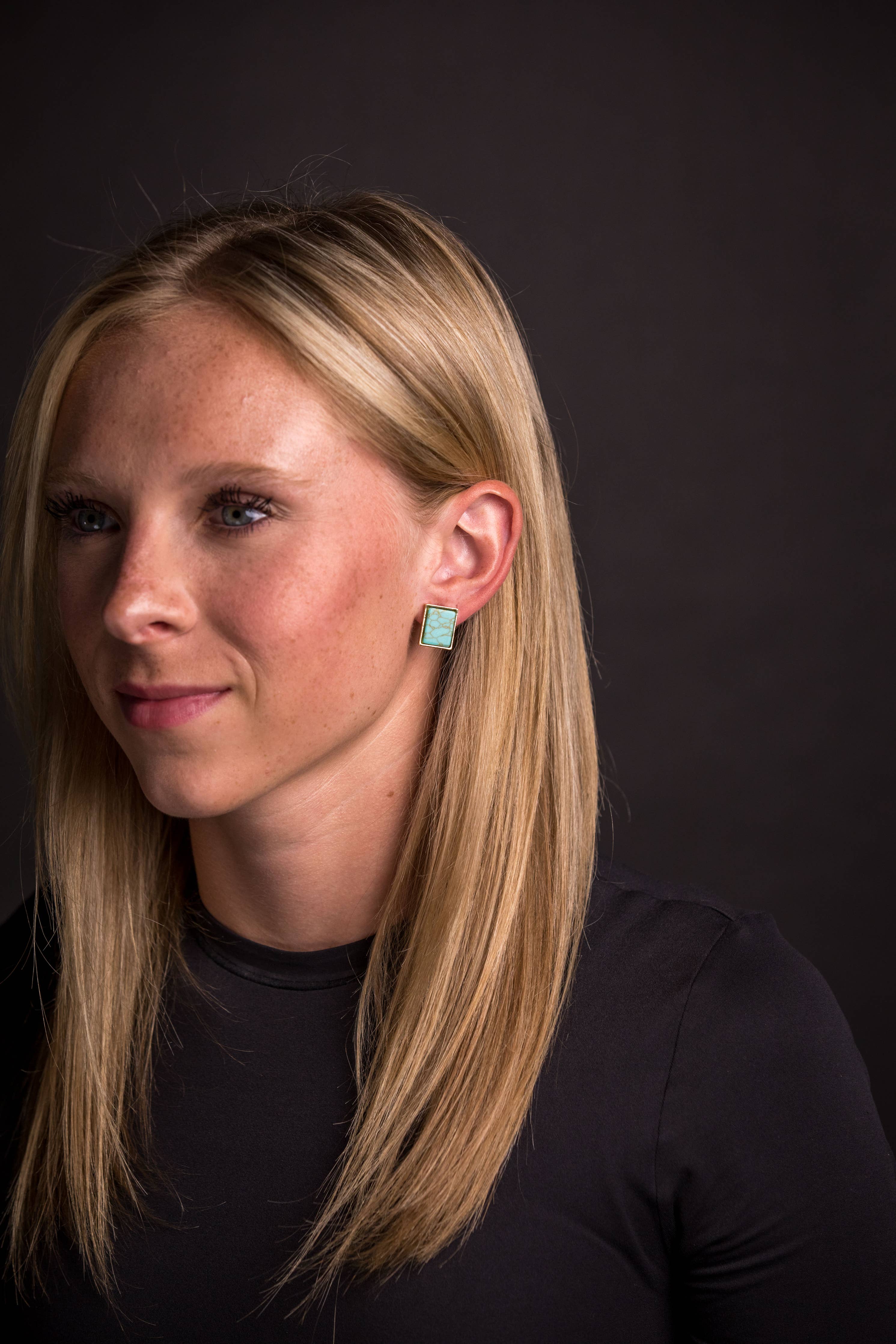 Rectangular Stud Earrings - Turquoise - Tucker Brown